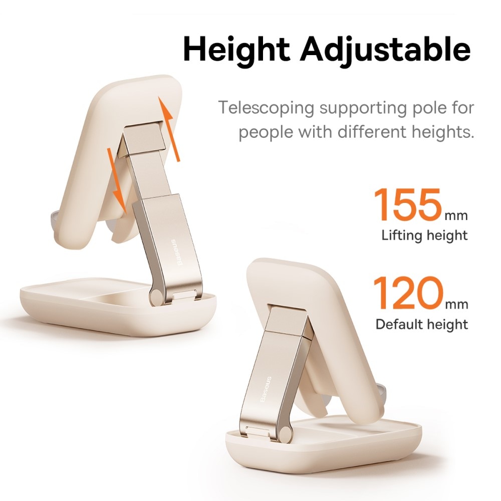 Support de table pliable avec miroir pour téléphone portable, beige