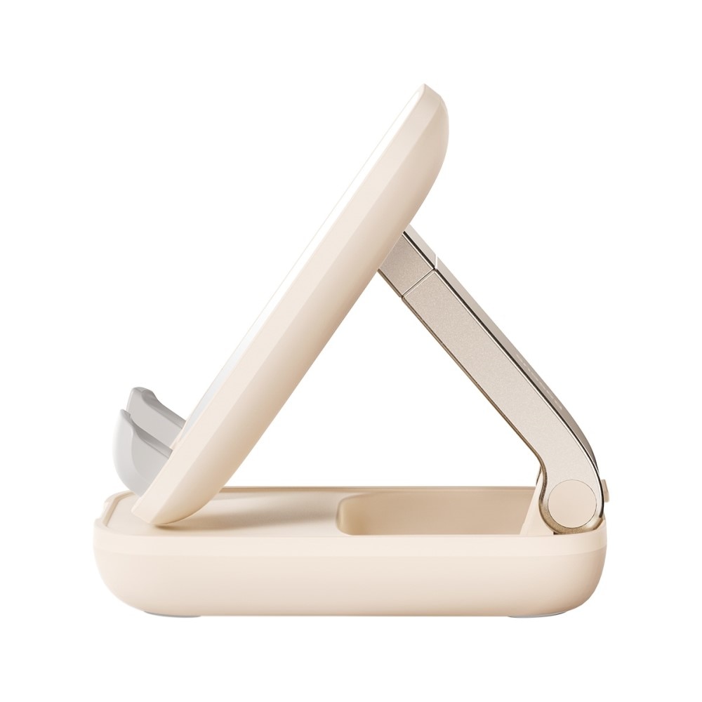 Support de table pliable avec miroir pour téléphone portable, beige