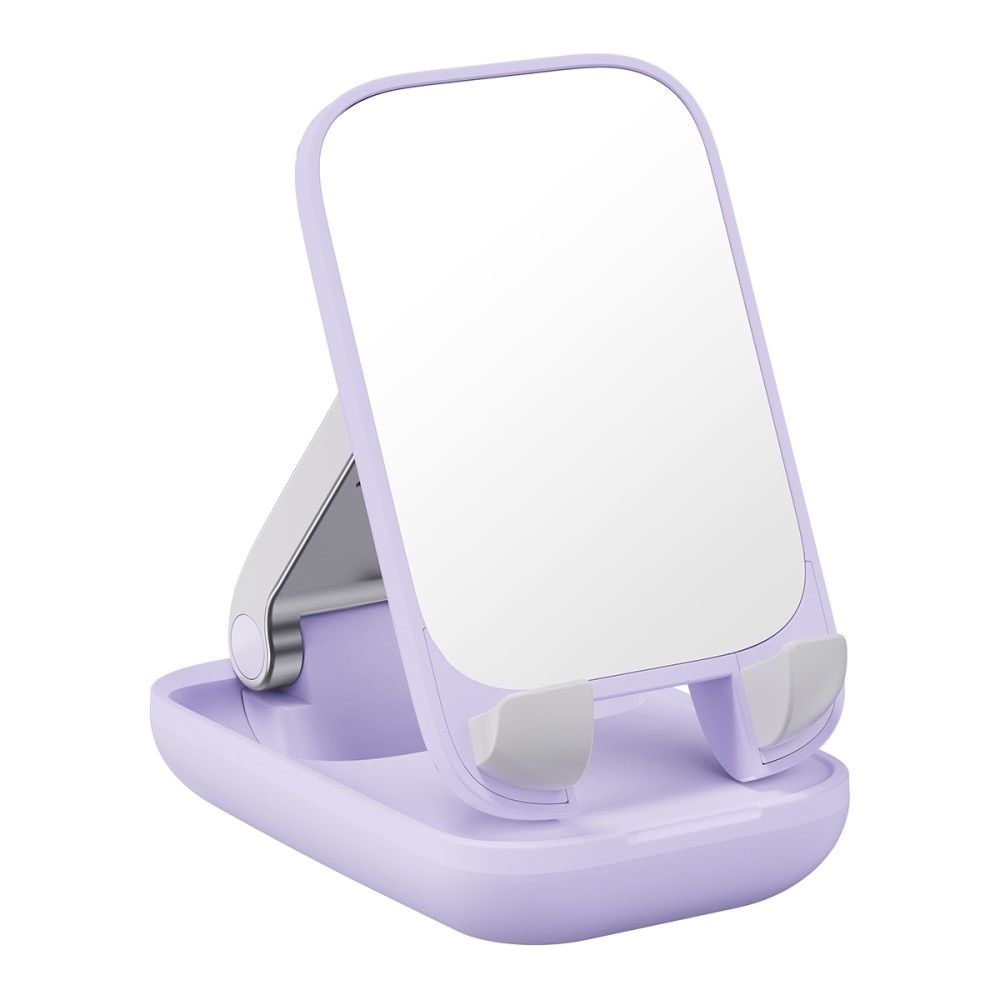 Support de table pliable avec miroir pour téléphone portable, violet