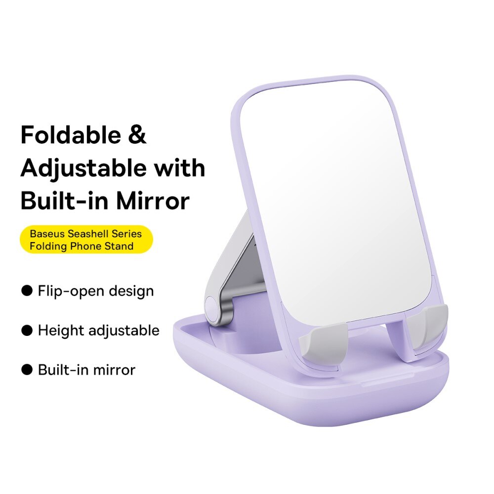 Support de table pliable avec miroir pour téléphone portable, violet