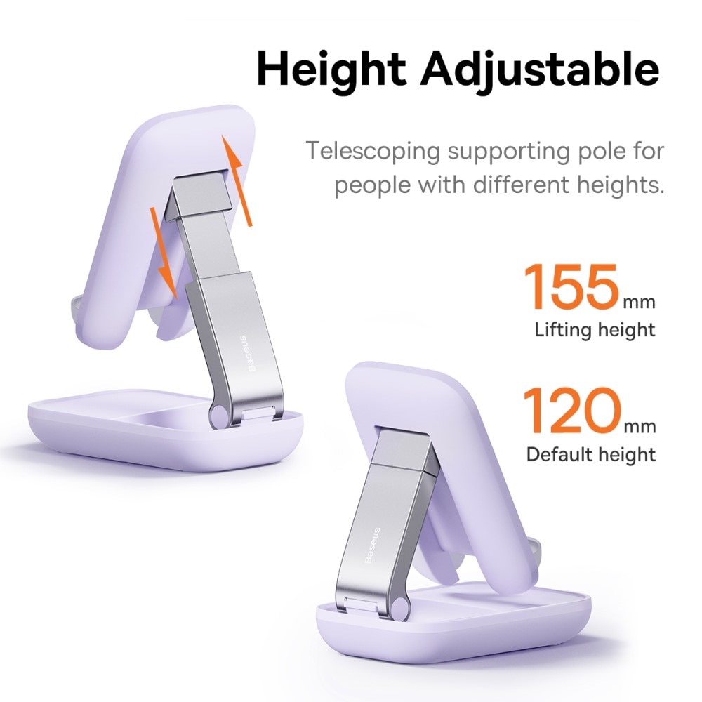 Support de table pliable avec miroir pour téléphone portable, violet