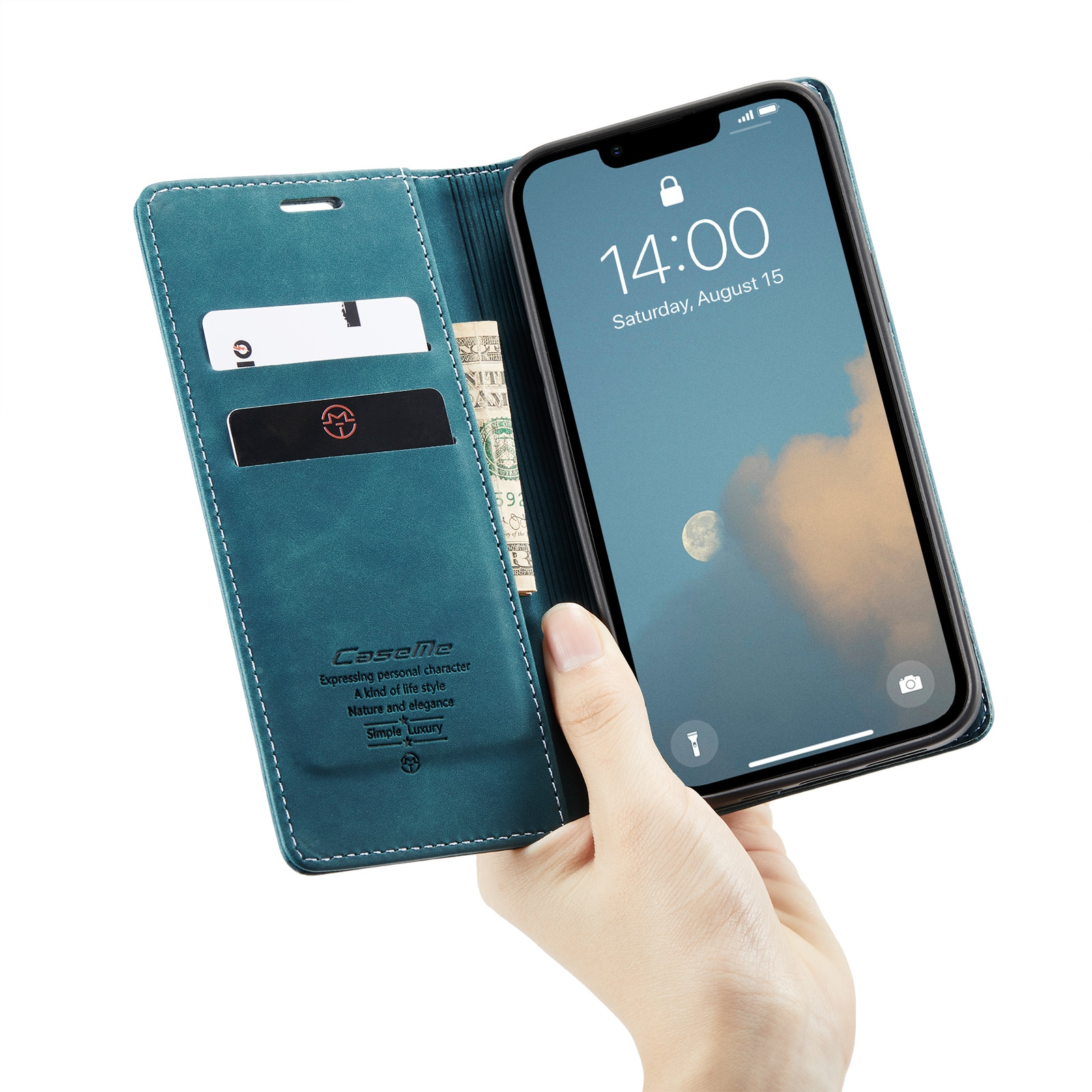 Étui portefeuille mince iPhone 16e, Bleu