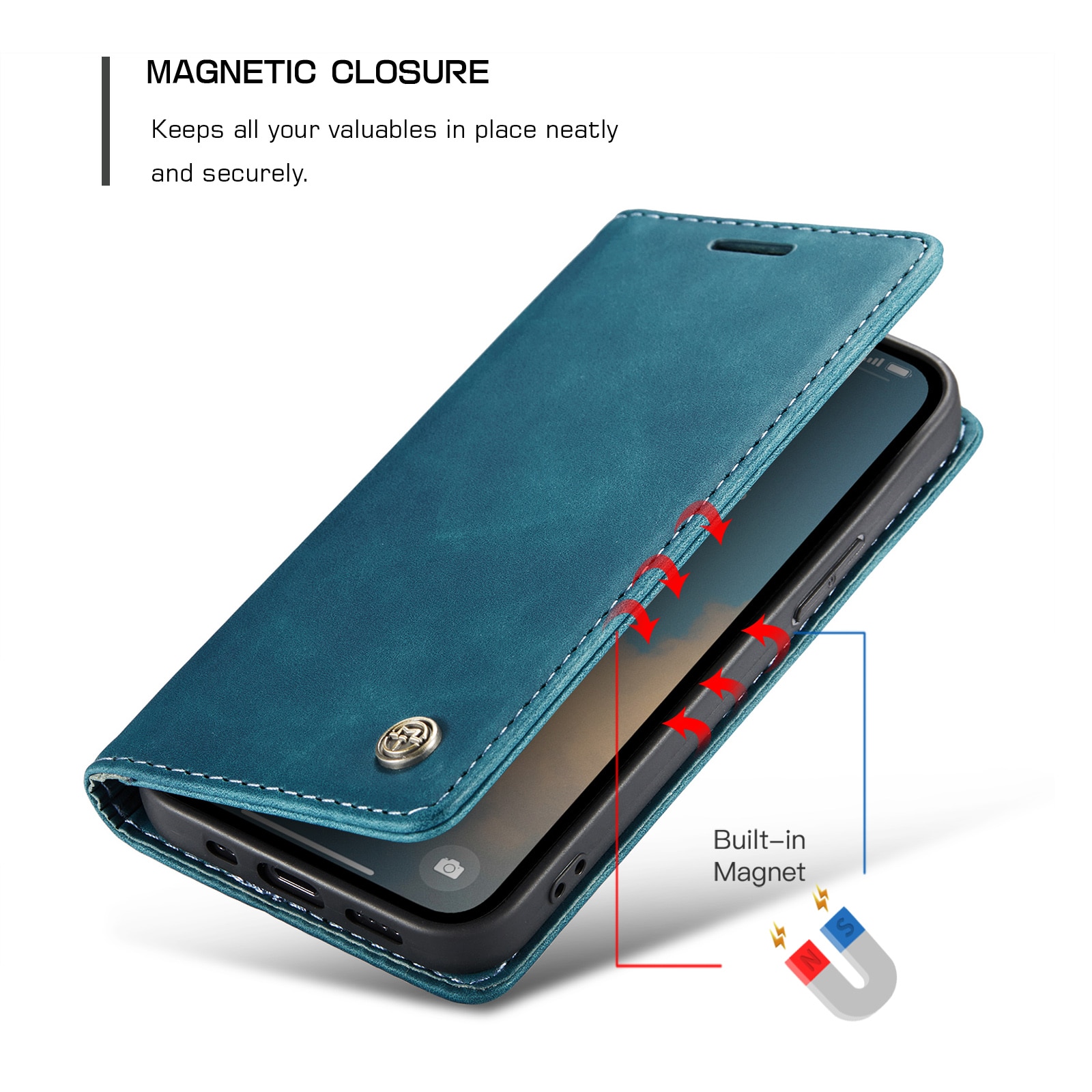 Étui portefeuille mince iPhone 16e, Bleu