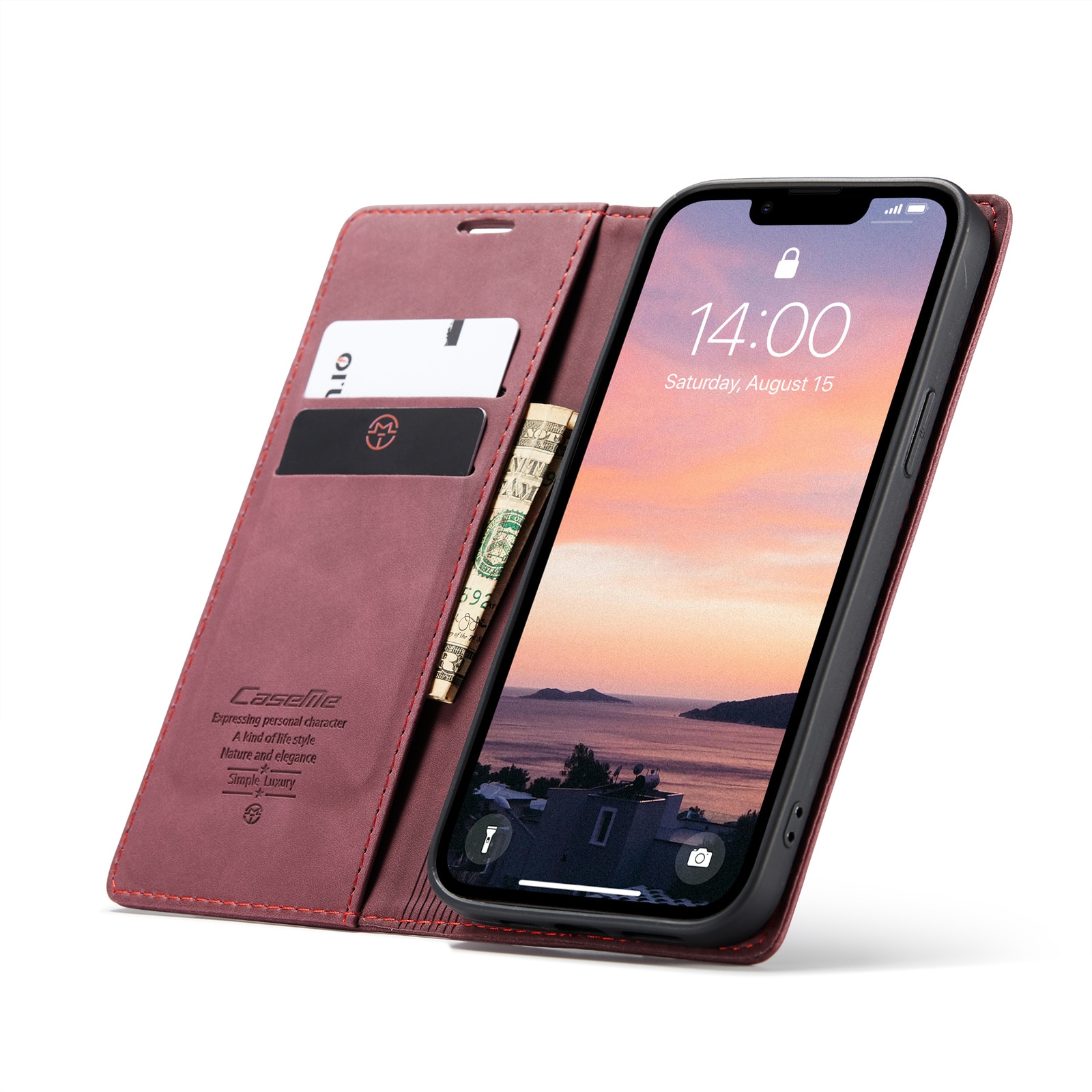 Étui portefeuille mince iPhone 16e, Rouge