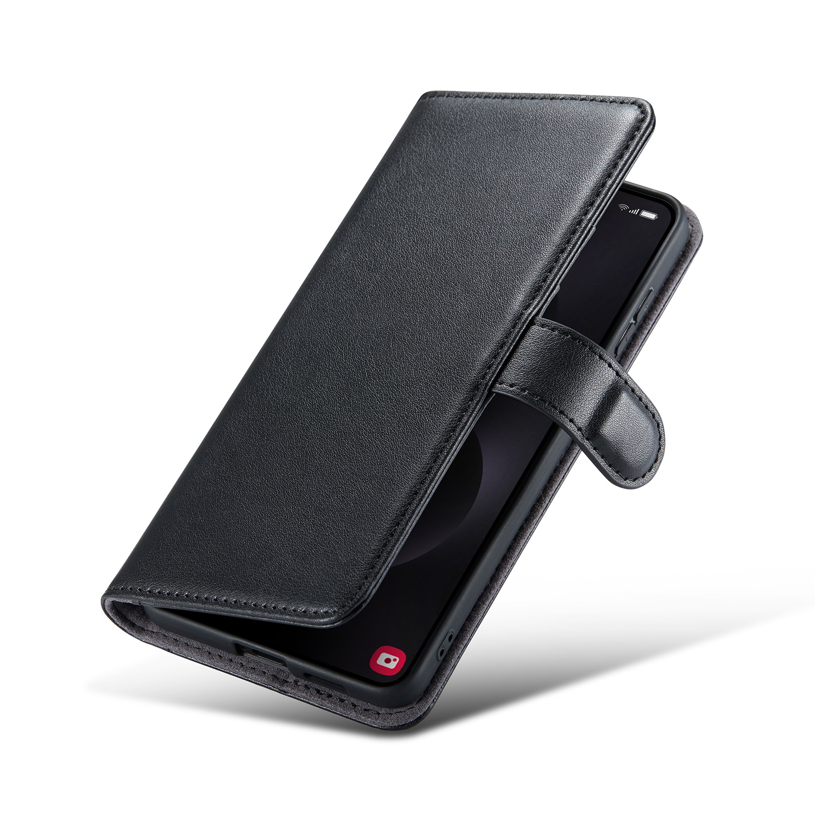 Étui en cuir veritable Samsung Galaxy S25 Edge, Noir