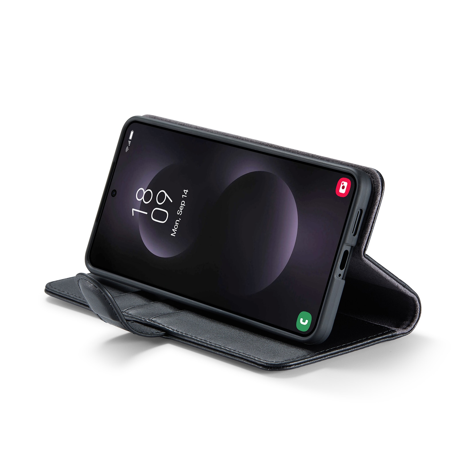 Étui en cuir veritable Samsung Galaxy S25 Edge, Noir