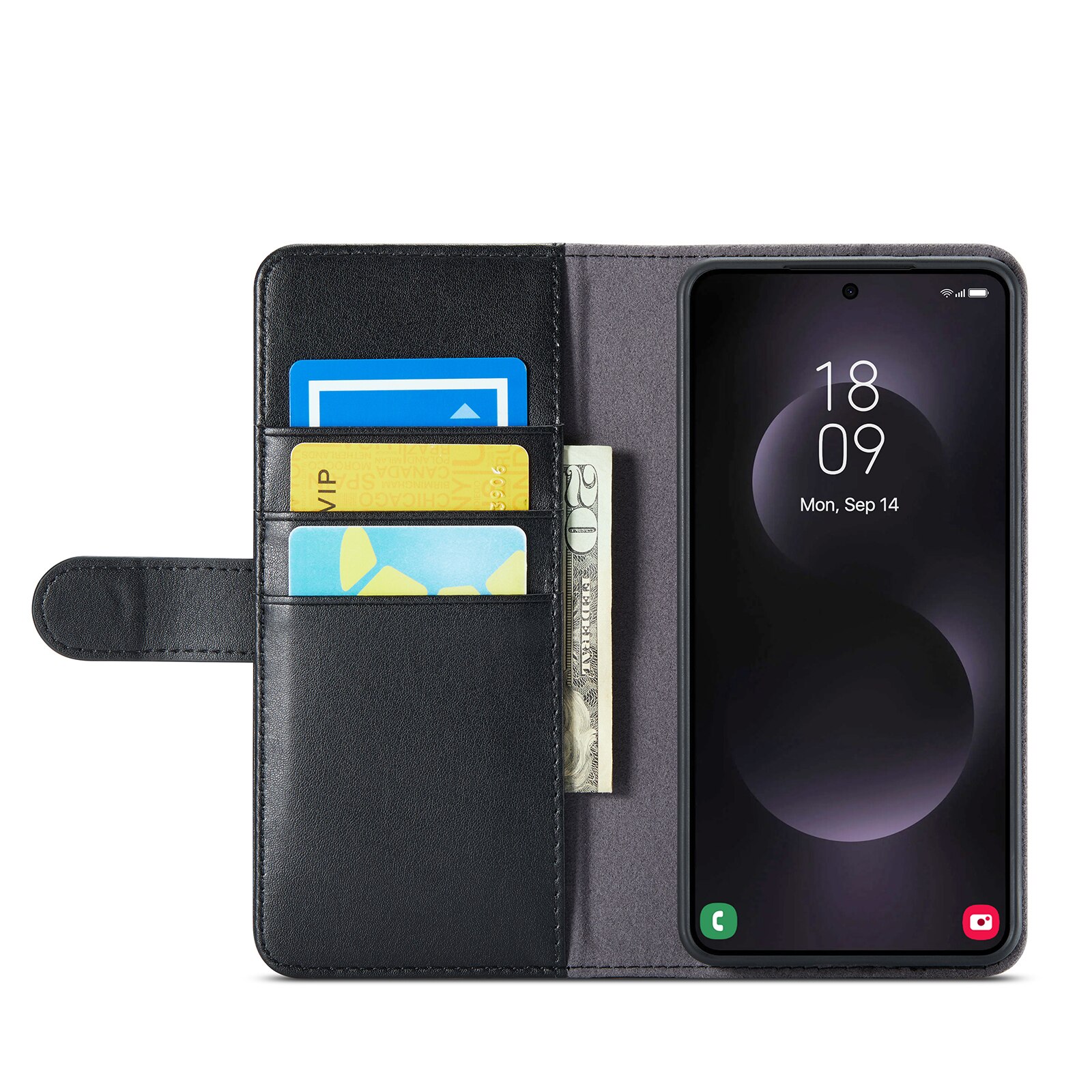 Étui en cuir veritable Samsung Galaxy S25 Edge, Noir