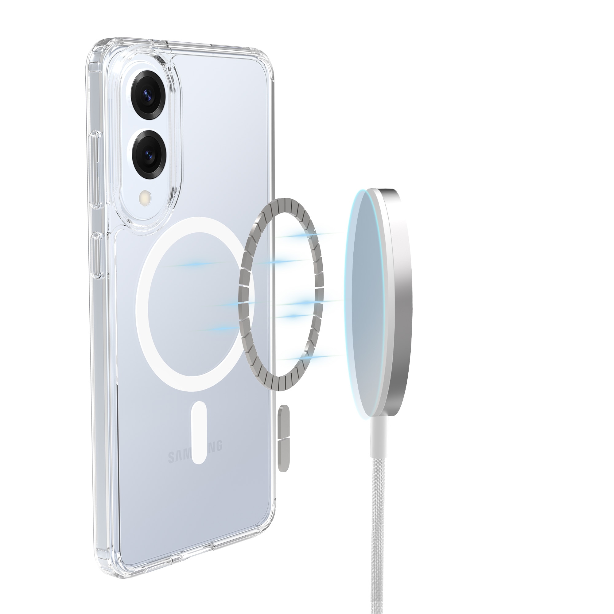 Coque hybride MagSafe Samsung Galaxy S25 Edge, transparent