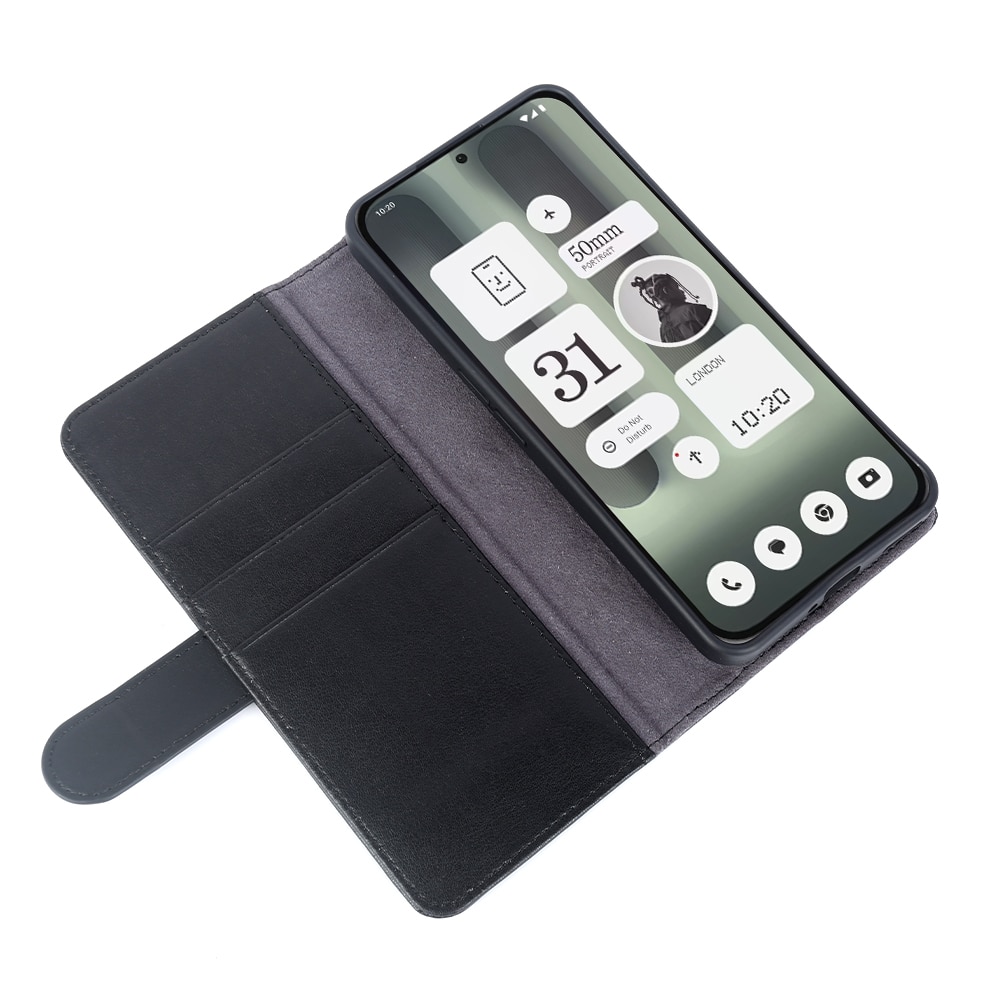 Étui en cuir veritable Nothing Phone 3a, Noir