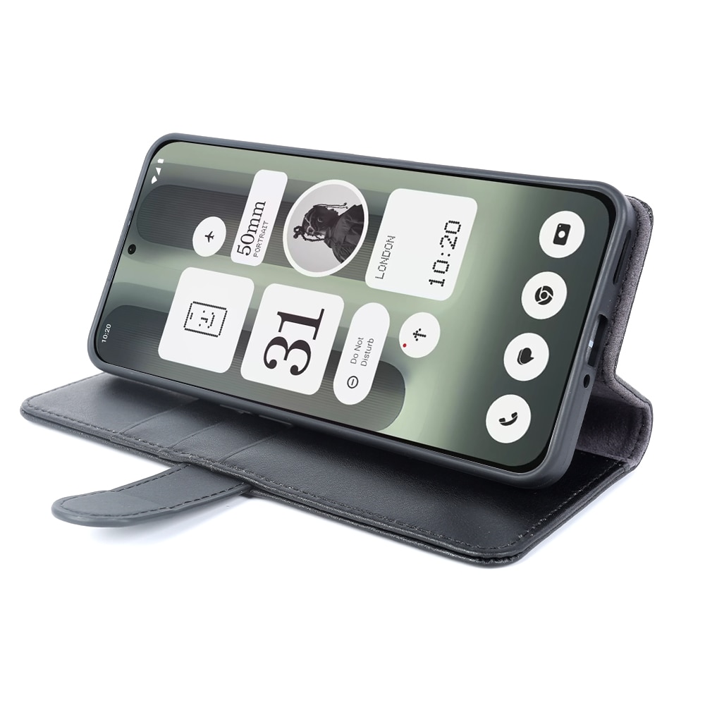 Étui en cuir veritable Nothing Phone 3a, Noir