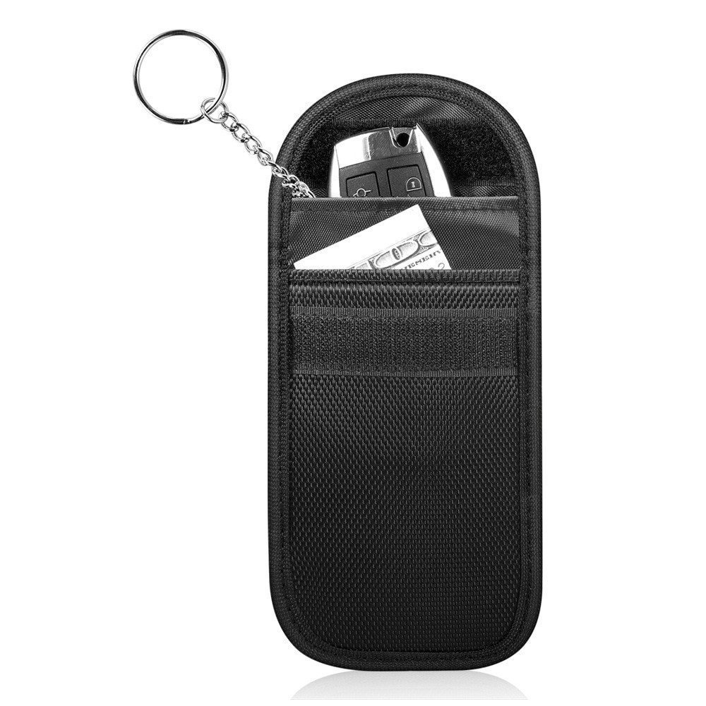 Etui pour clé de voiture avec protection RFID et porte-ceinture, style fibre de carbone