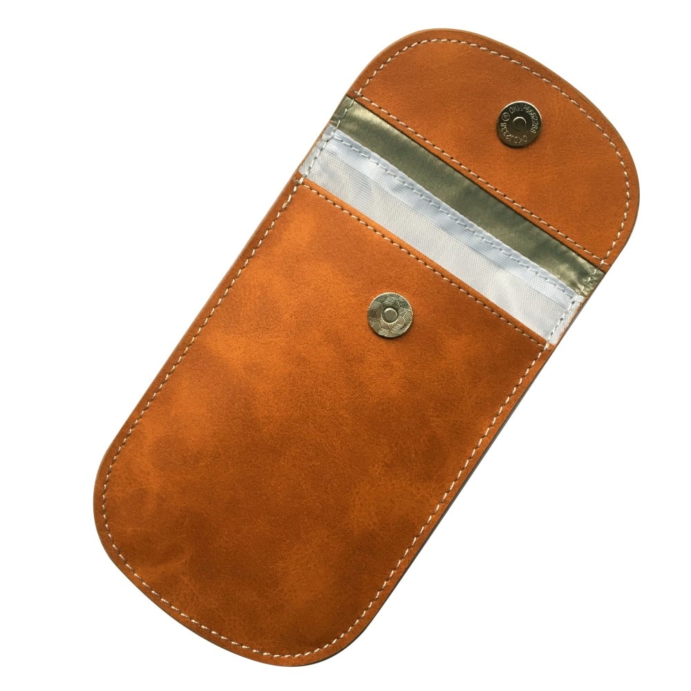 Etui clé de voiture en cuir avec protection RFID, marron