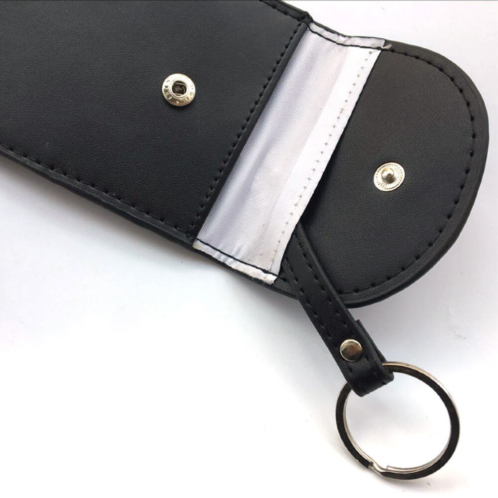Etui clé de voiture en cuir avec protection RFID, noir