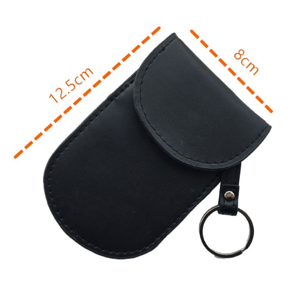 Etui clé de voiture en cuir avec protection RFID, noir