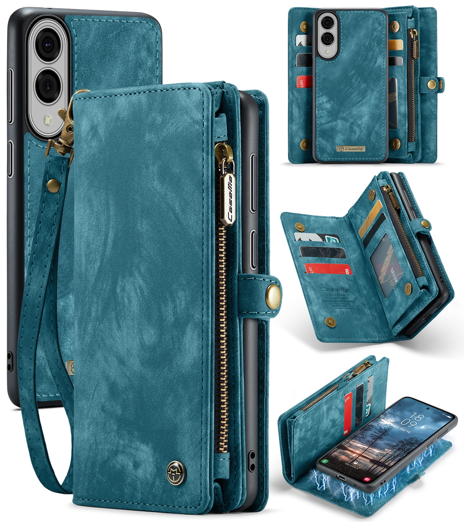 Étui portefeuille multi-cartes Samsung Galaxy S25 Edge, Bleu