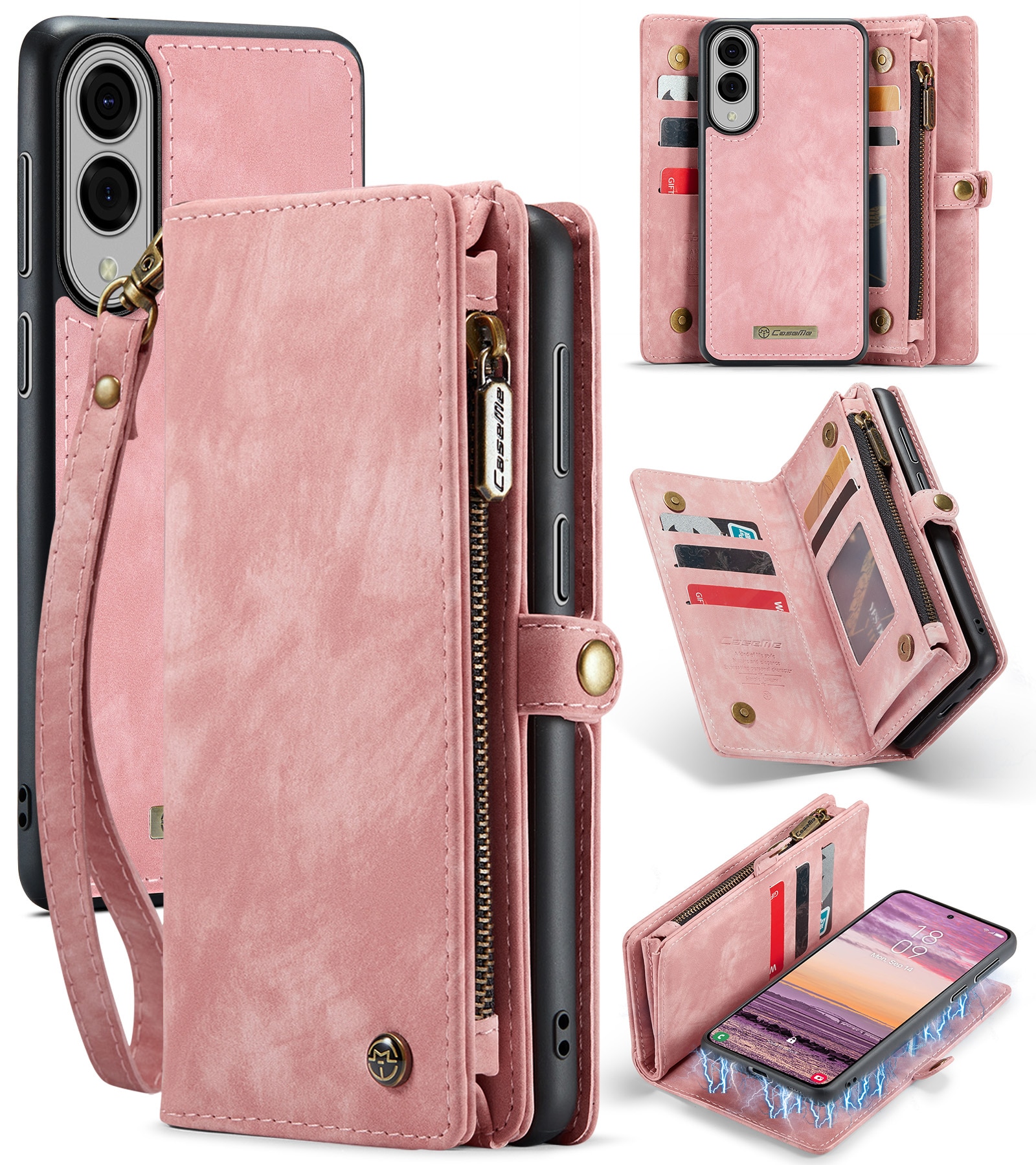 Étui portefeuille multi-cartes Samsung Galaxy S25 Edge, Rose