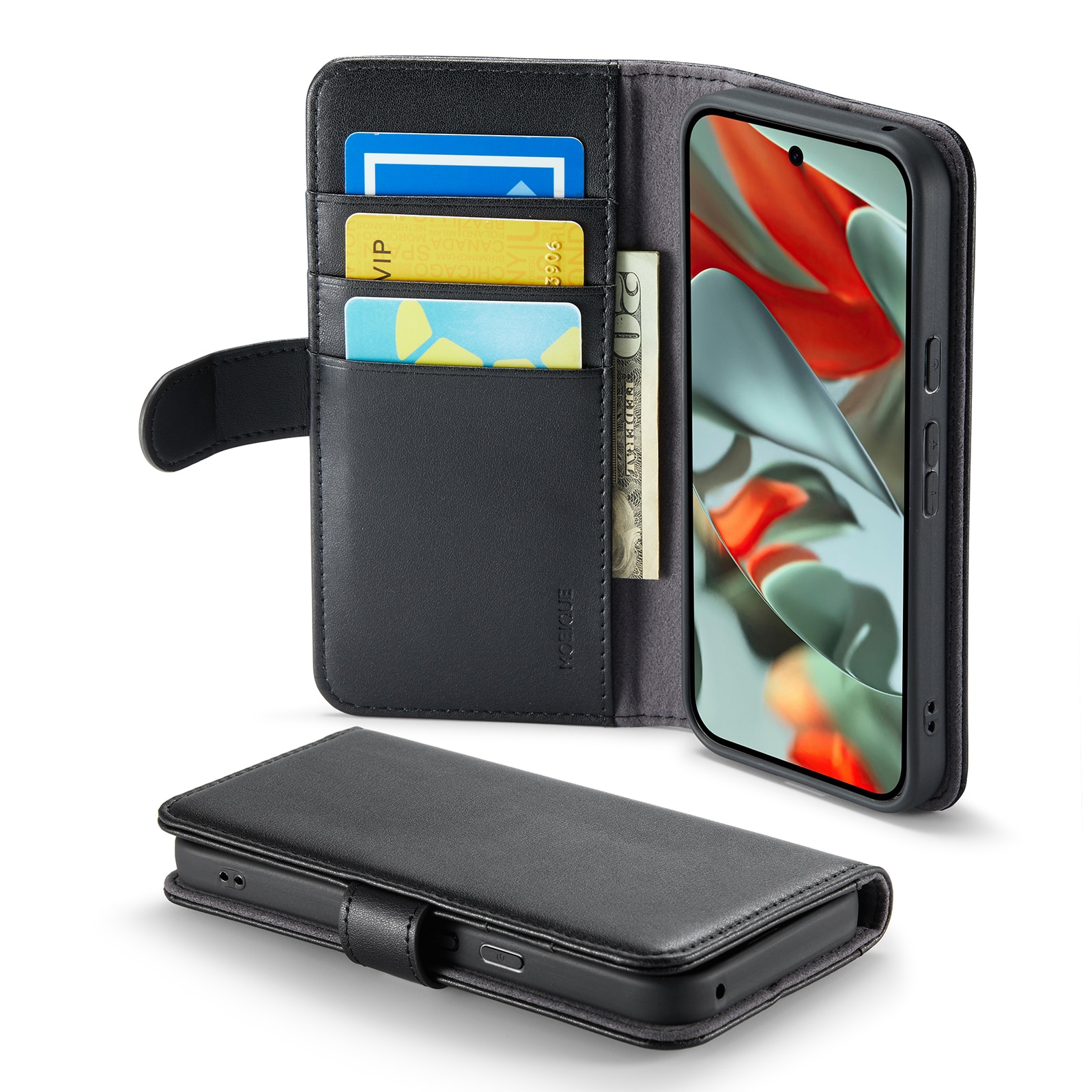 Étui en cuir veritable Google Pixel 10 Pro, Noir