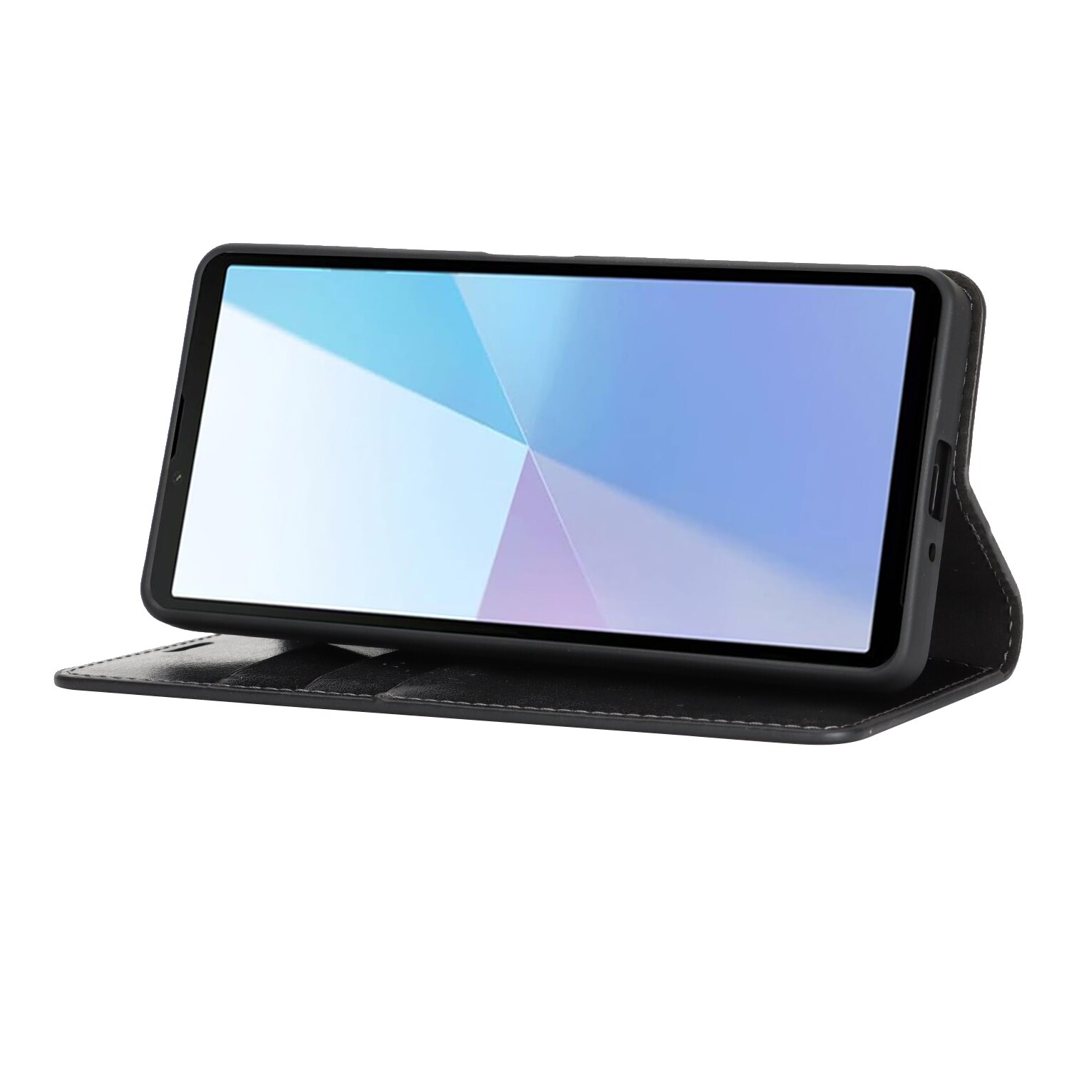Coque portefeuille en cuir Veritable Sony Xperia 10 VII, Noir