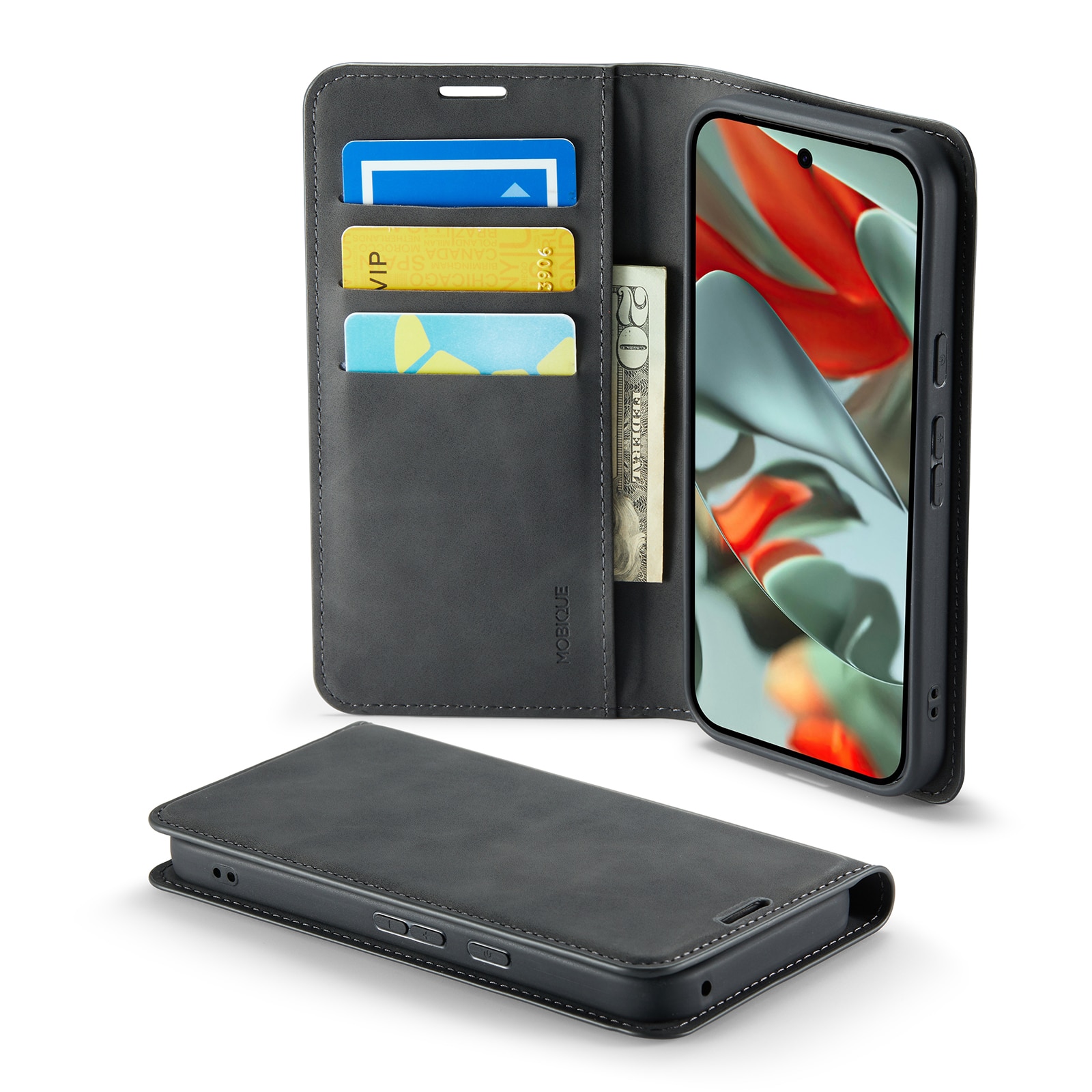 Coque portefeuille mince Google Pixel 10, Noir
