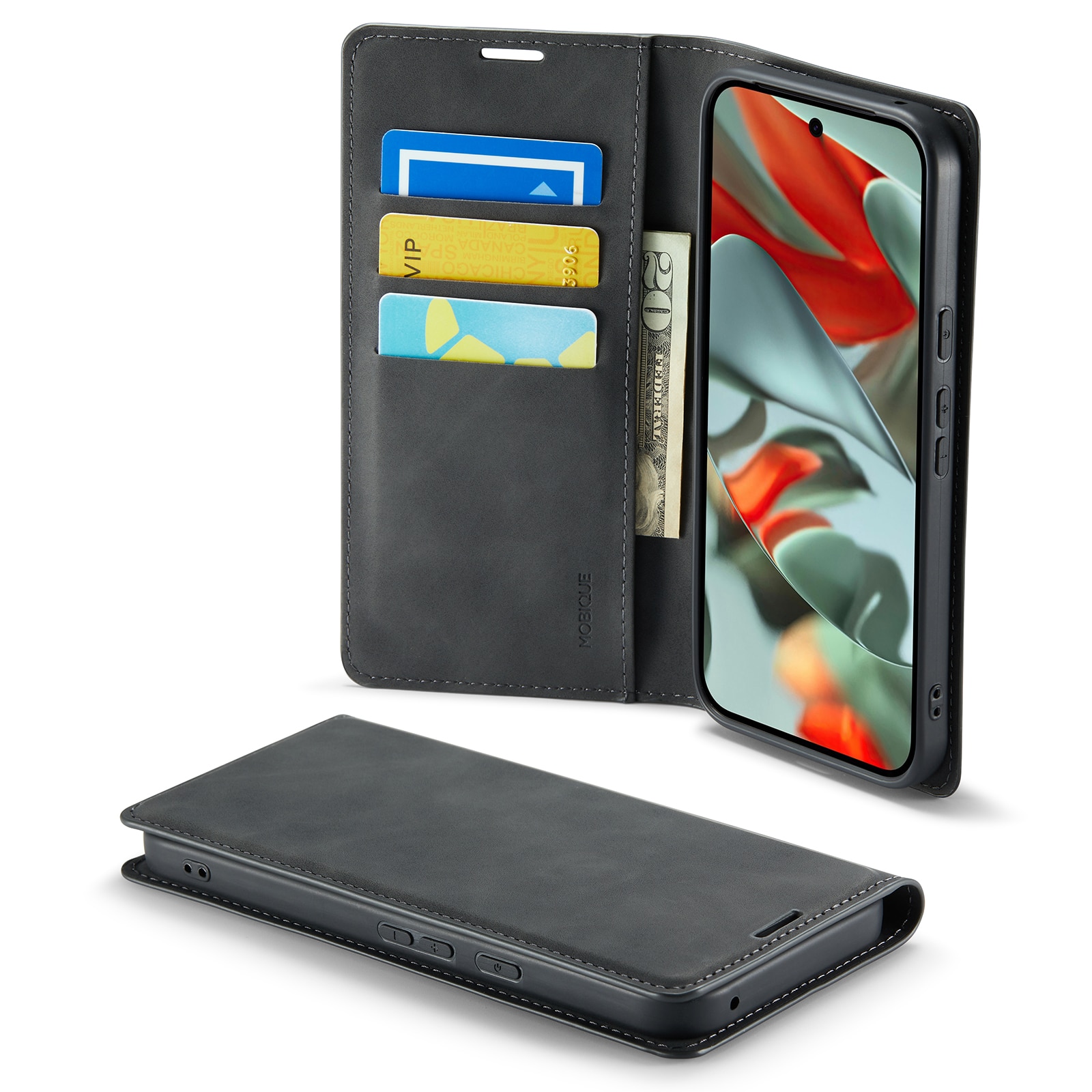Coque portefeuille mince Google Pixel 10 Pro XL, Noir