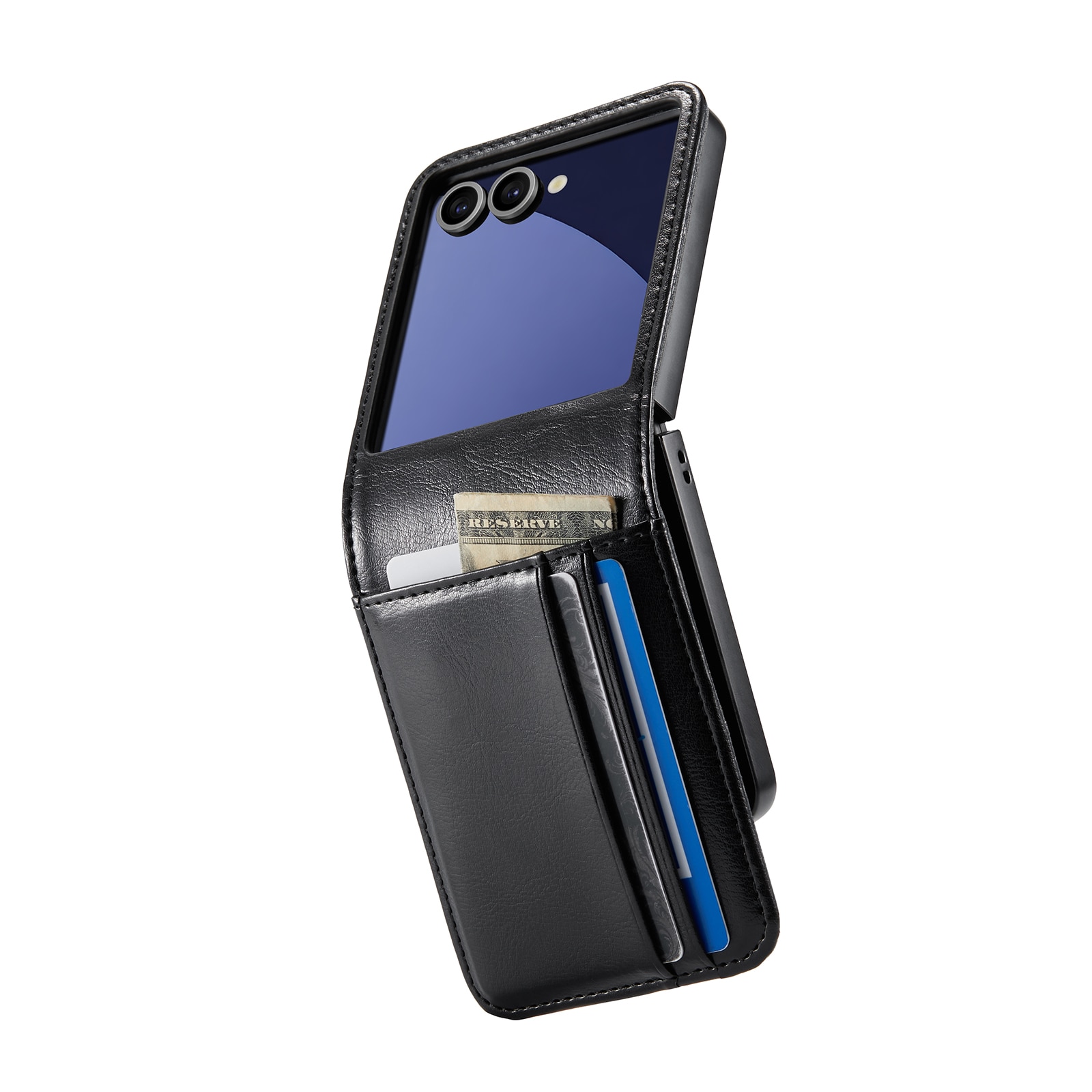 Étui en cuir veritable Samsung Galaxy Z Flip 7, Noir