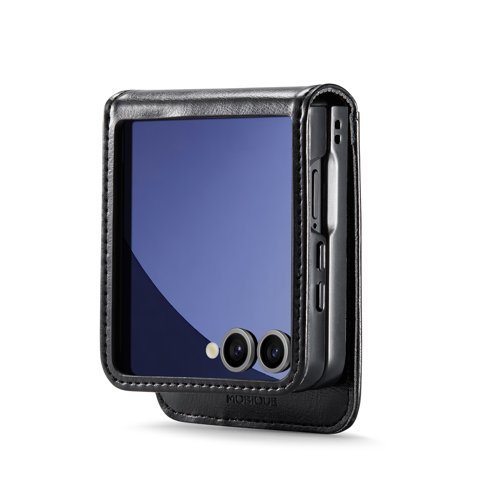 Étui en cuir veritable Samsung Galaxy Z Flip 7, Noir