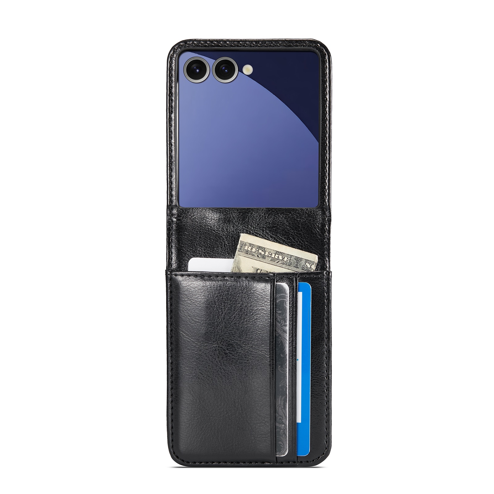 Étui en cuir veritable Samsung Galaxy Z Flip 7, Noir