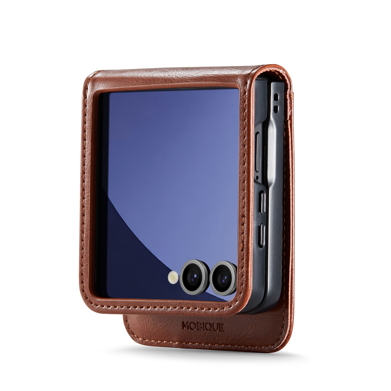 Étui en cuir veritable Samsung Galaxy Z Flip 7, Cognac