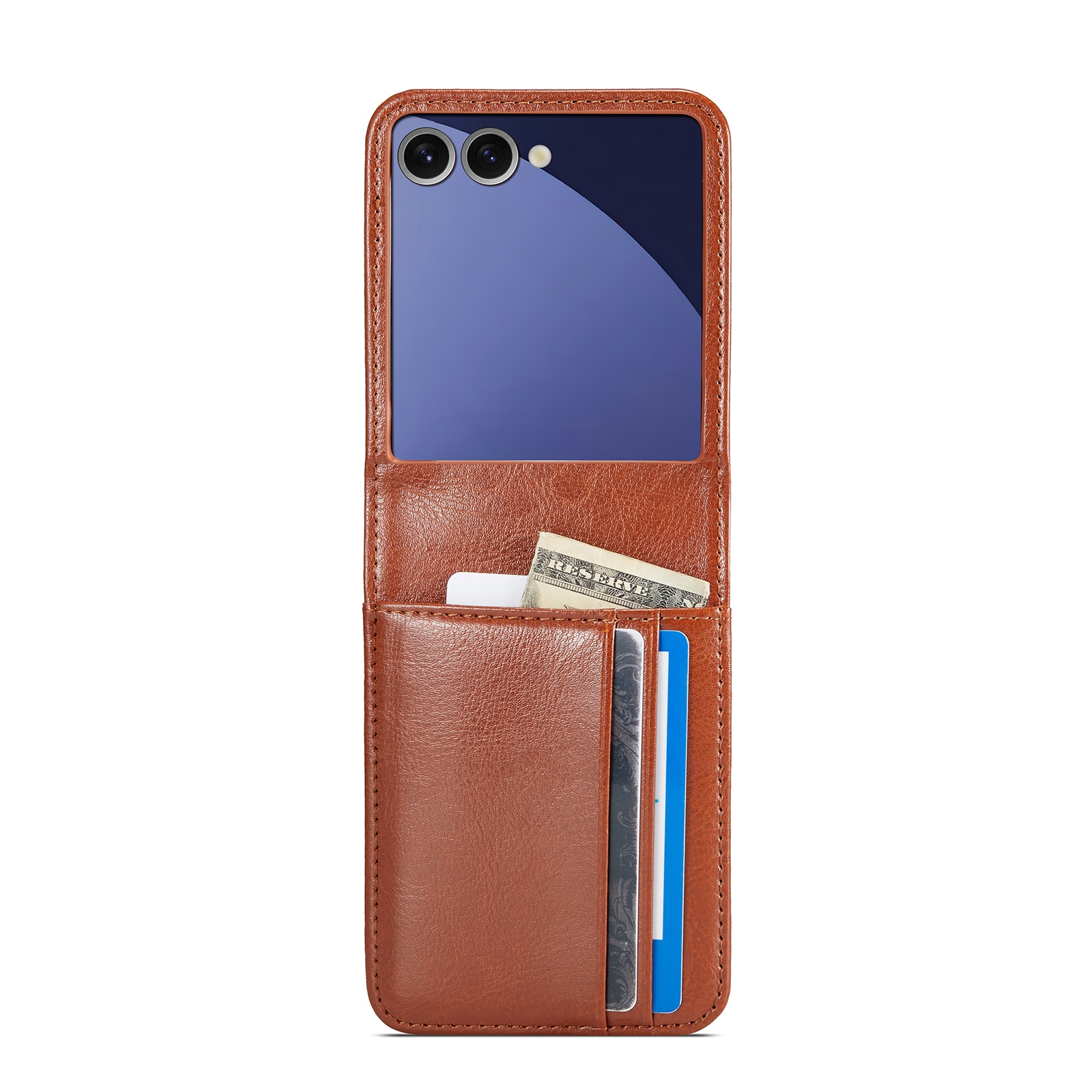 Étui en cuir veritable Samsung Galaxy Z Flip 7, Cognac