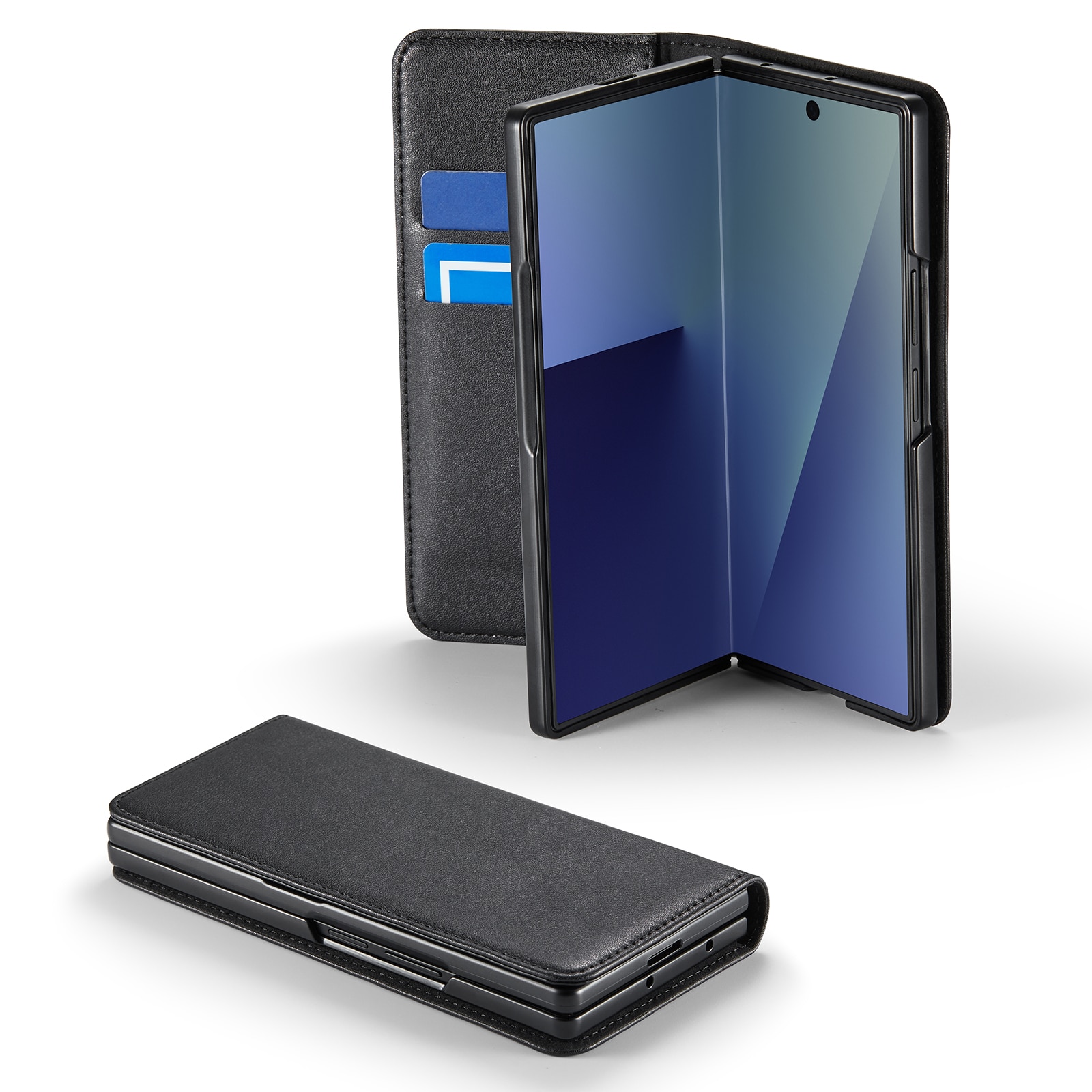 Étui en cuir veritable Samsung Galaxy Z Fold 7, Noir
