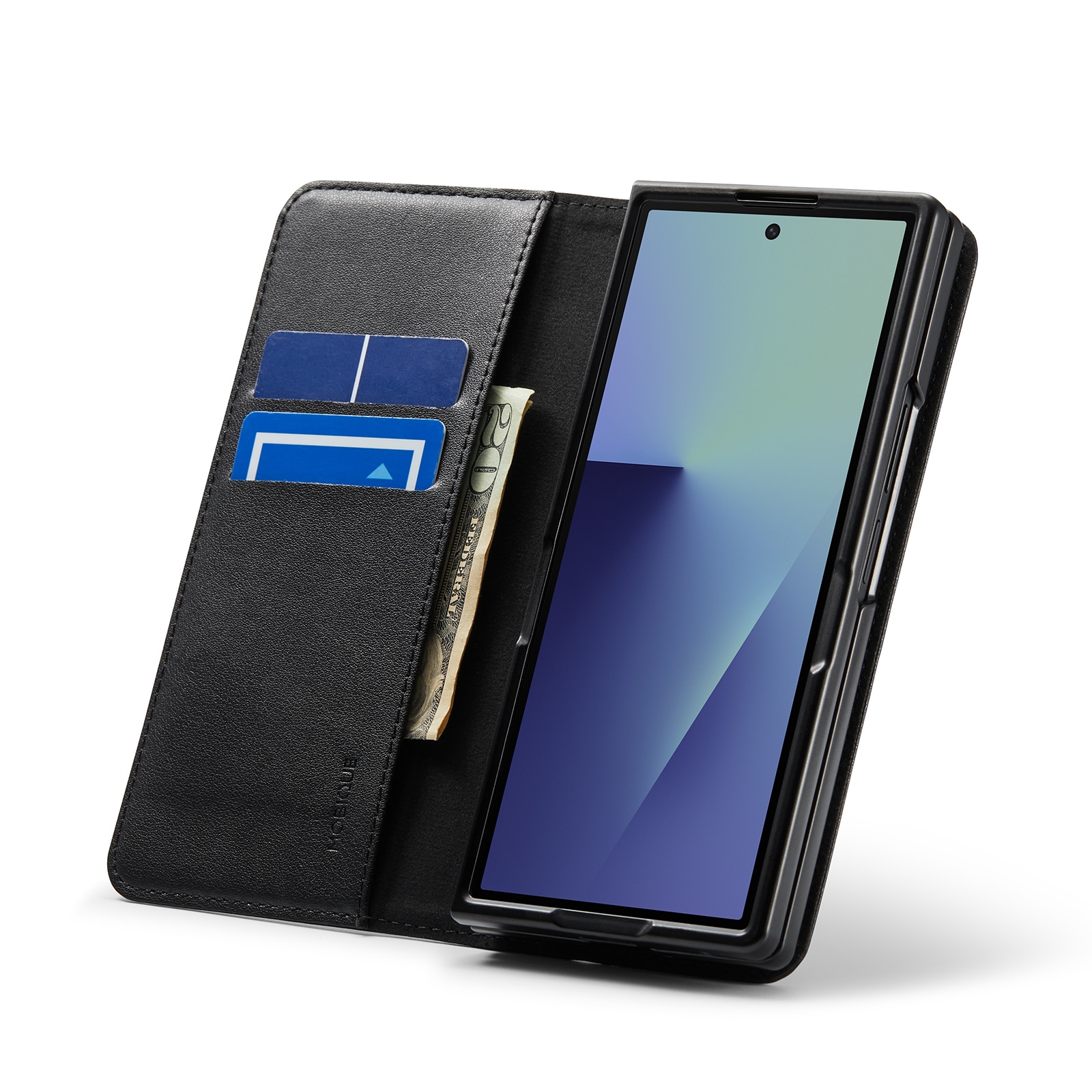 Étui en cuir veritable Samsung Galaxy Z Fold 7, Noir