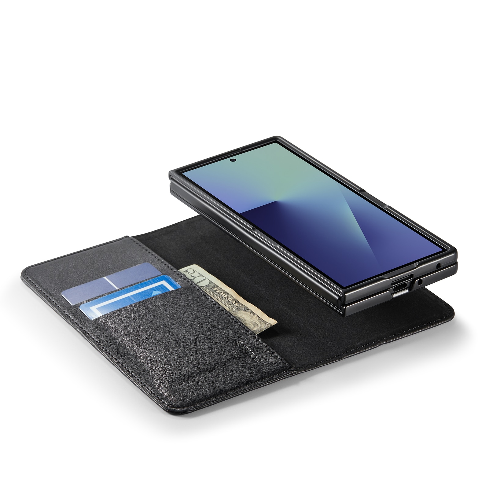Étui en cuir veritable Samsung Galaxy Z Fold 7, Noir