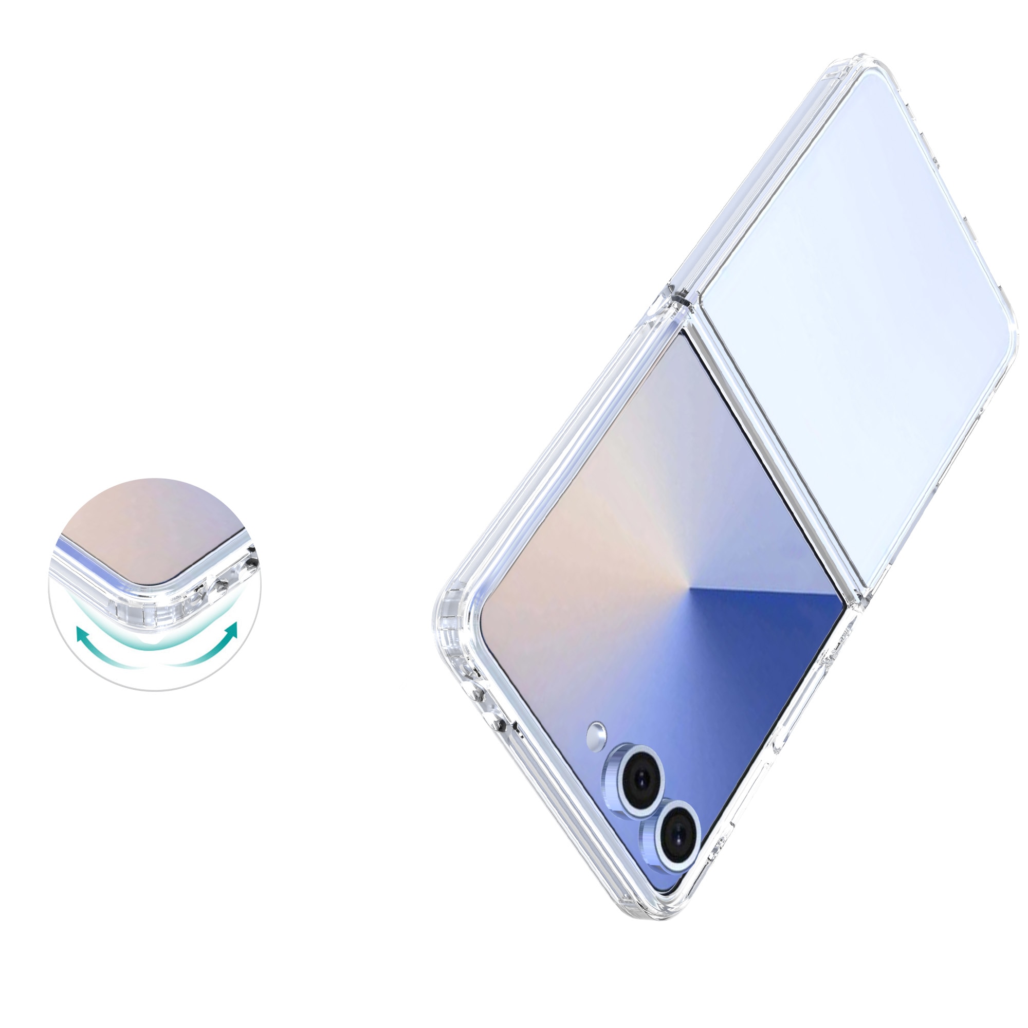 Coque hybride pour Samsung Galaxy Z Flip 7, transparent