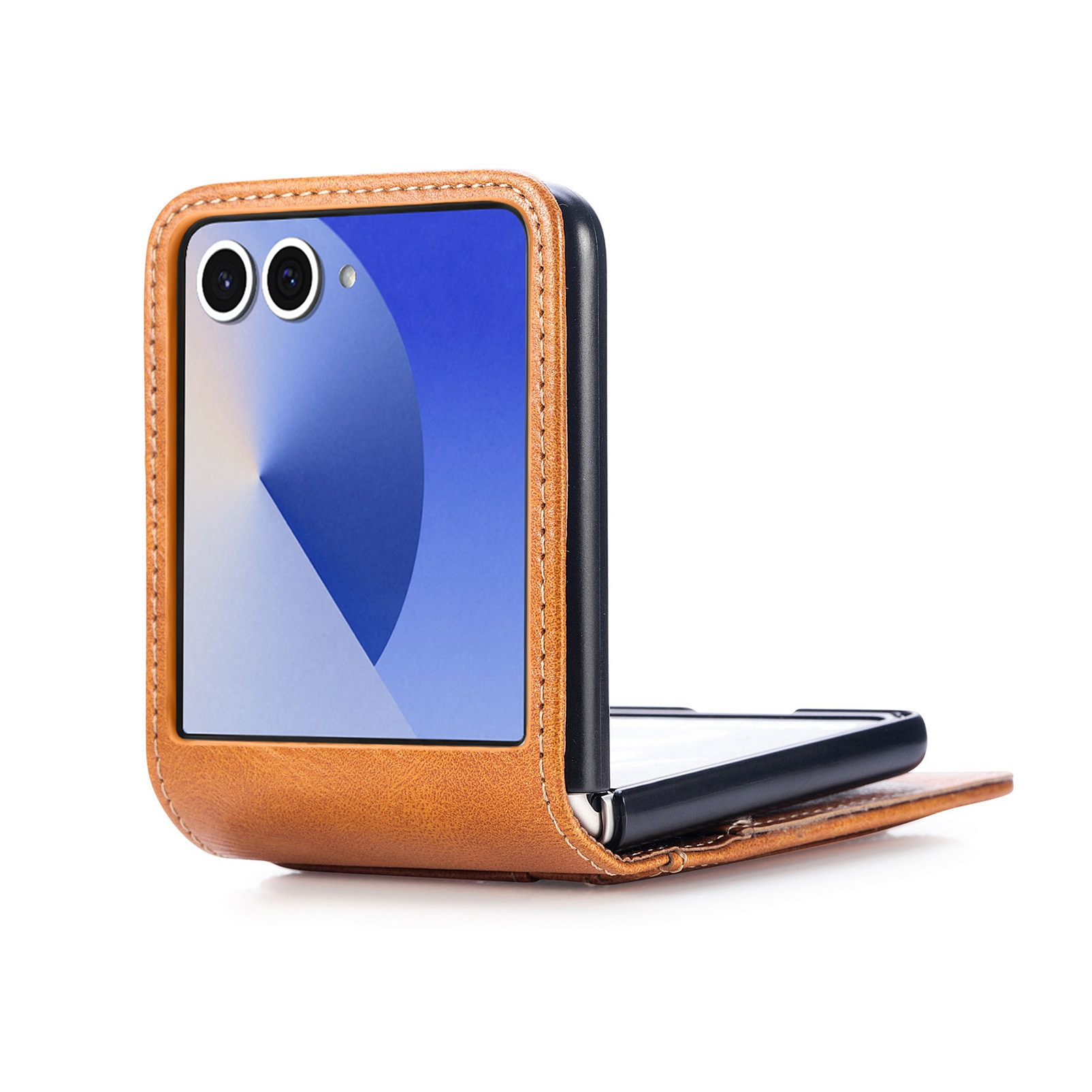 Coque portefeuille Samsung Galaxy Z Flip 7, Cognac