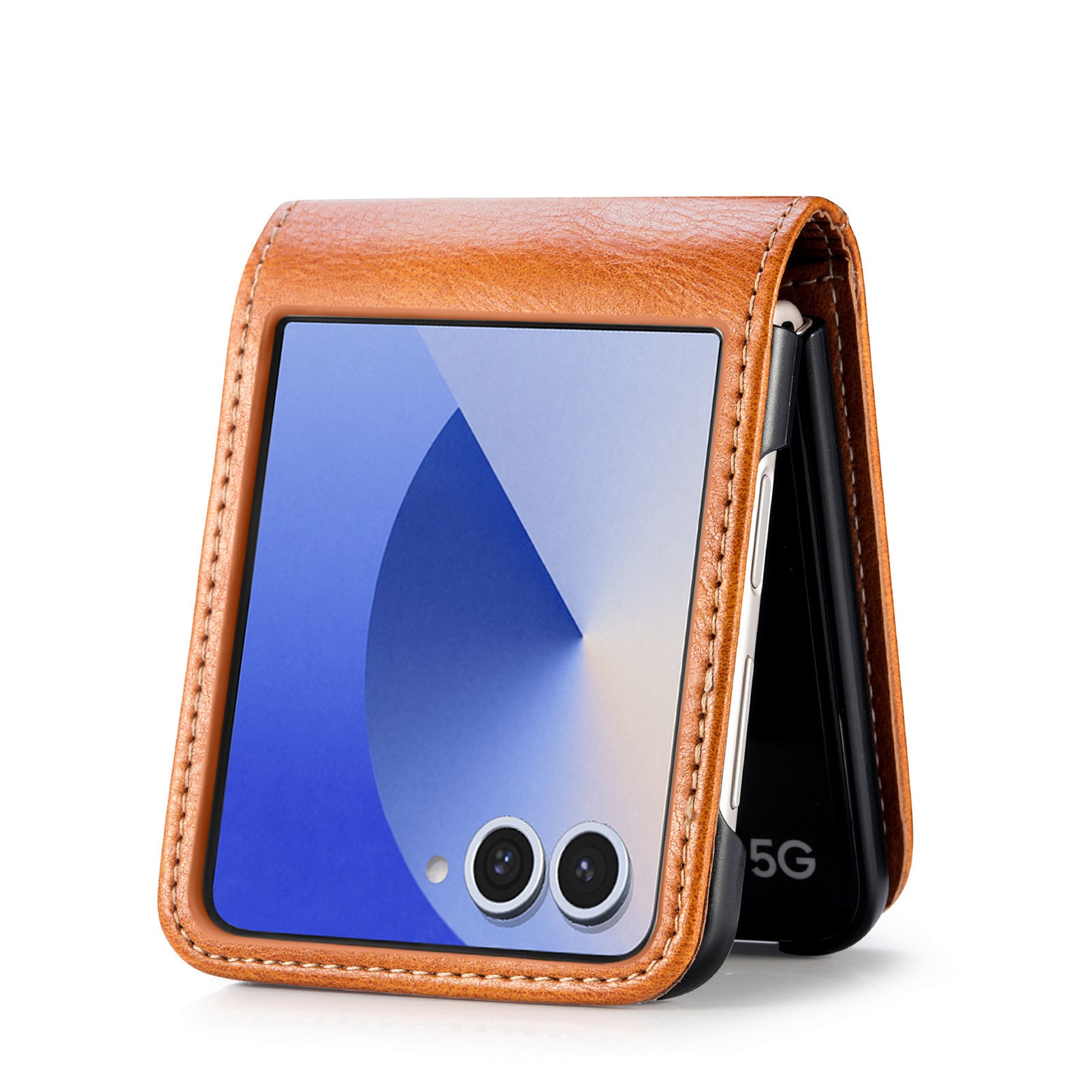 Coque portefeuille Samsung Galaxy Z Flip 7, Cognac