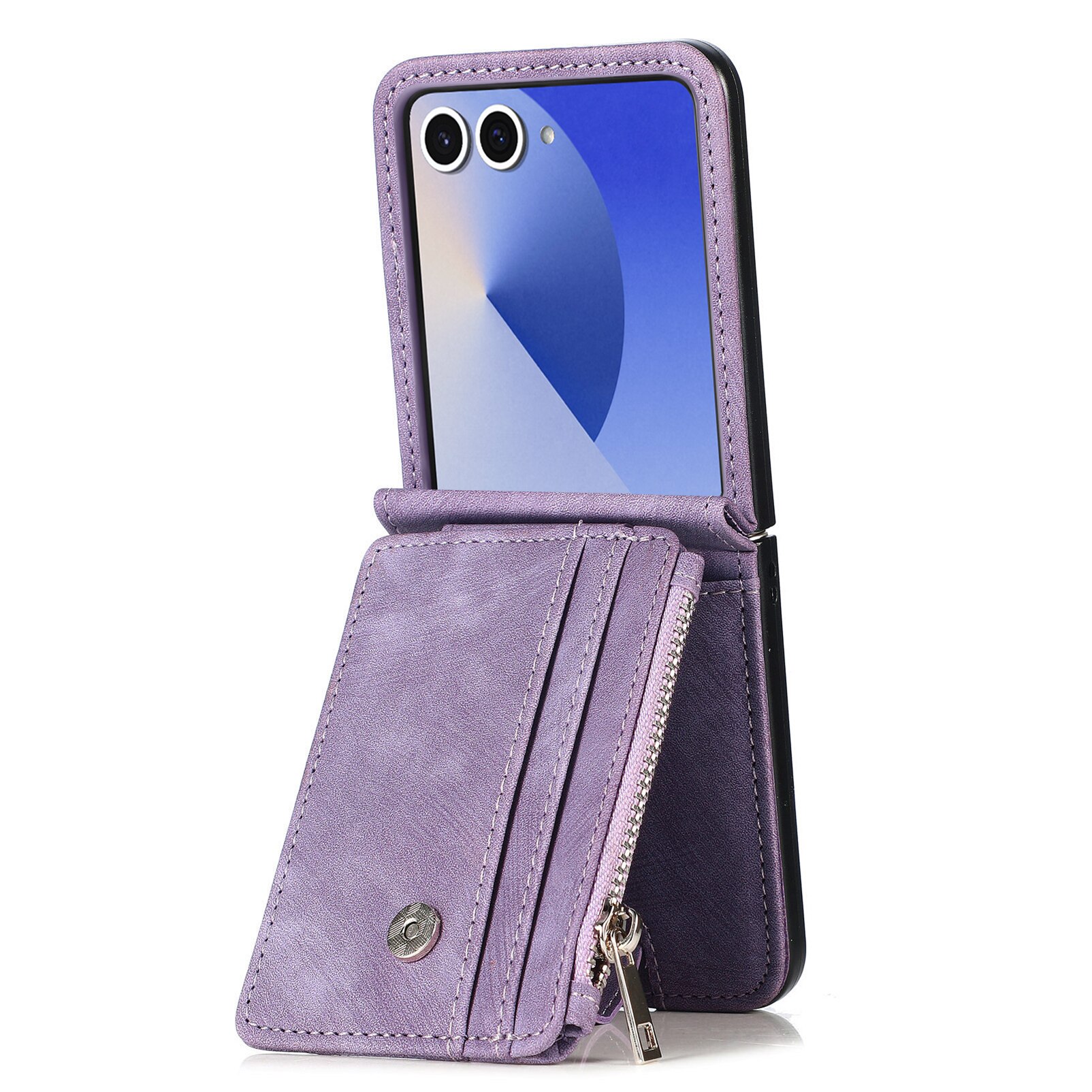 Coque portefeuille Zipper Multi-Slot Samsung Galaxy Z Flip 7, Violet
