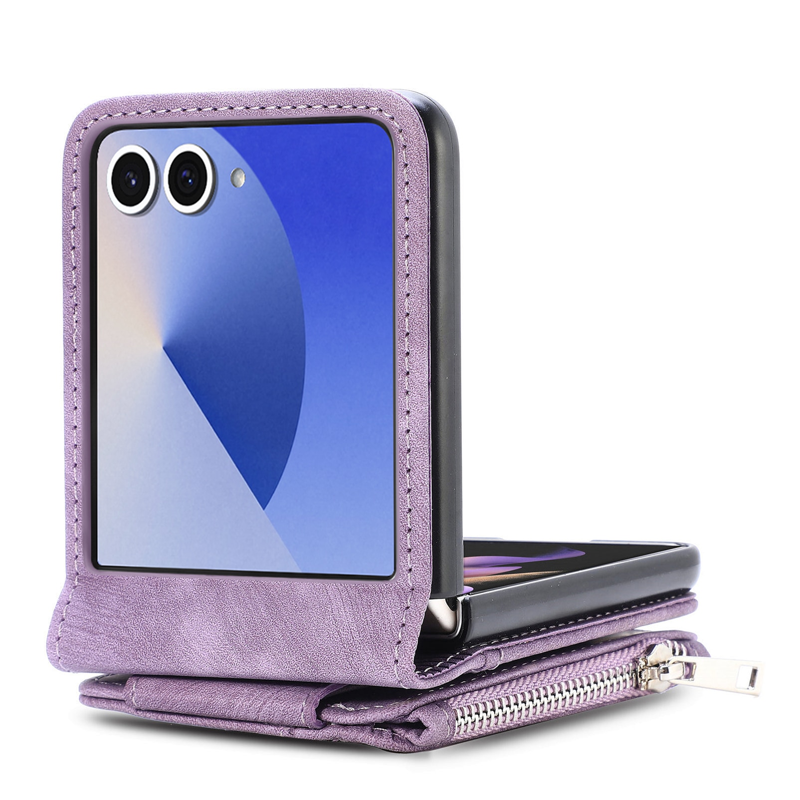 Coque portefeuille Zipper Multi-Slot Samsung Galaxy Z Flip 7, Violet