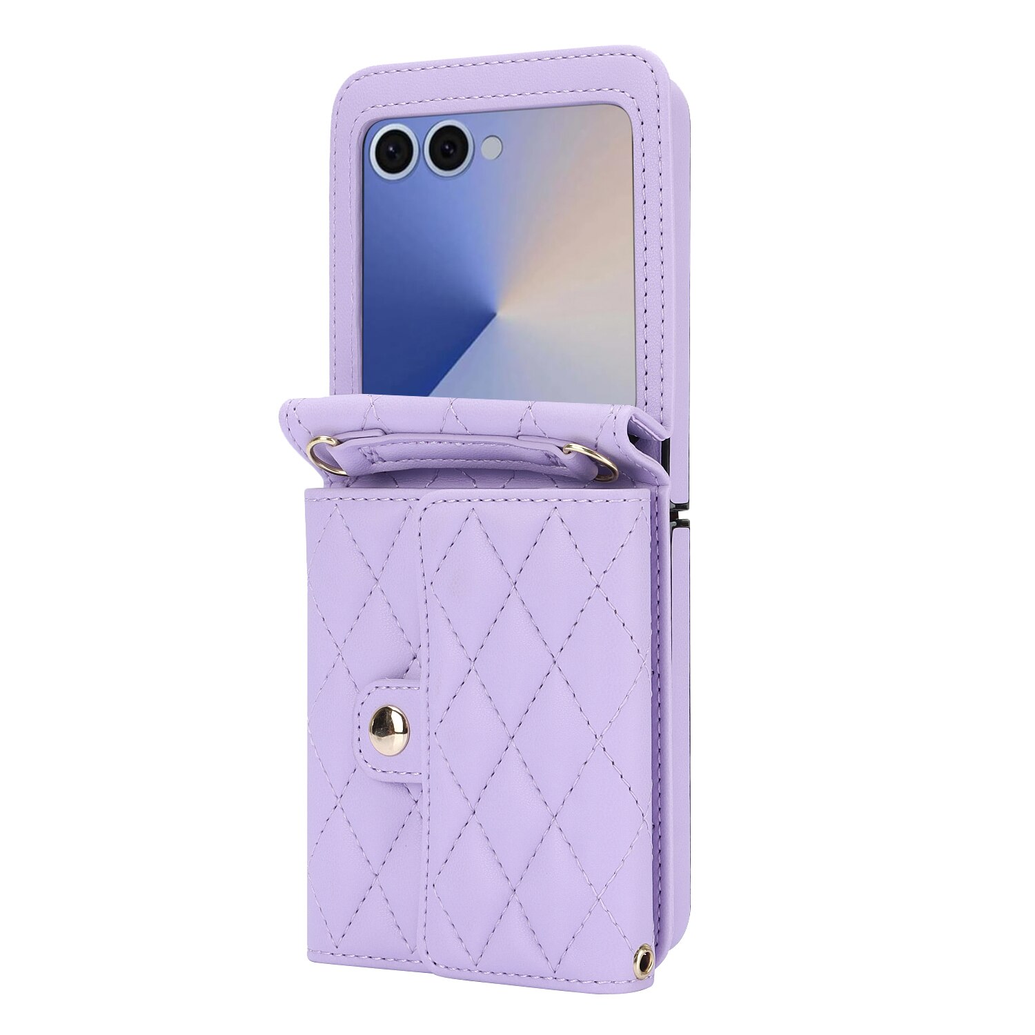 Étui portefeuille matelassée anti-RFID pour Samsung Galaxy Z Flip 7, Violet
