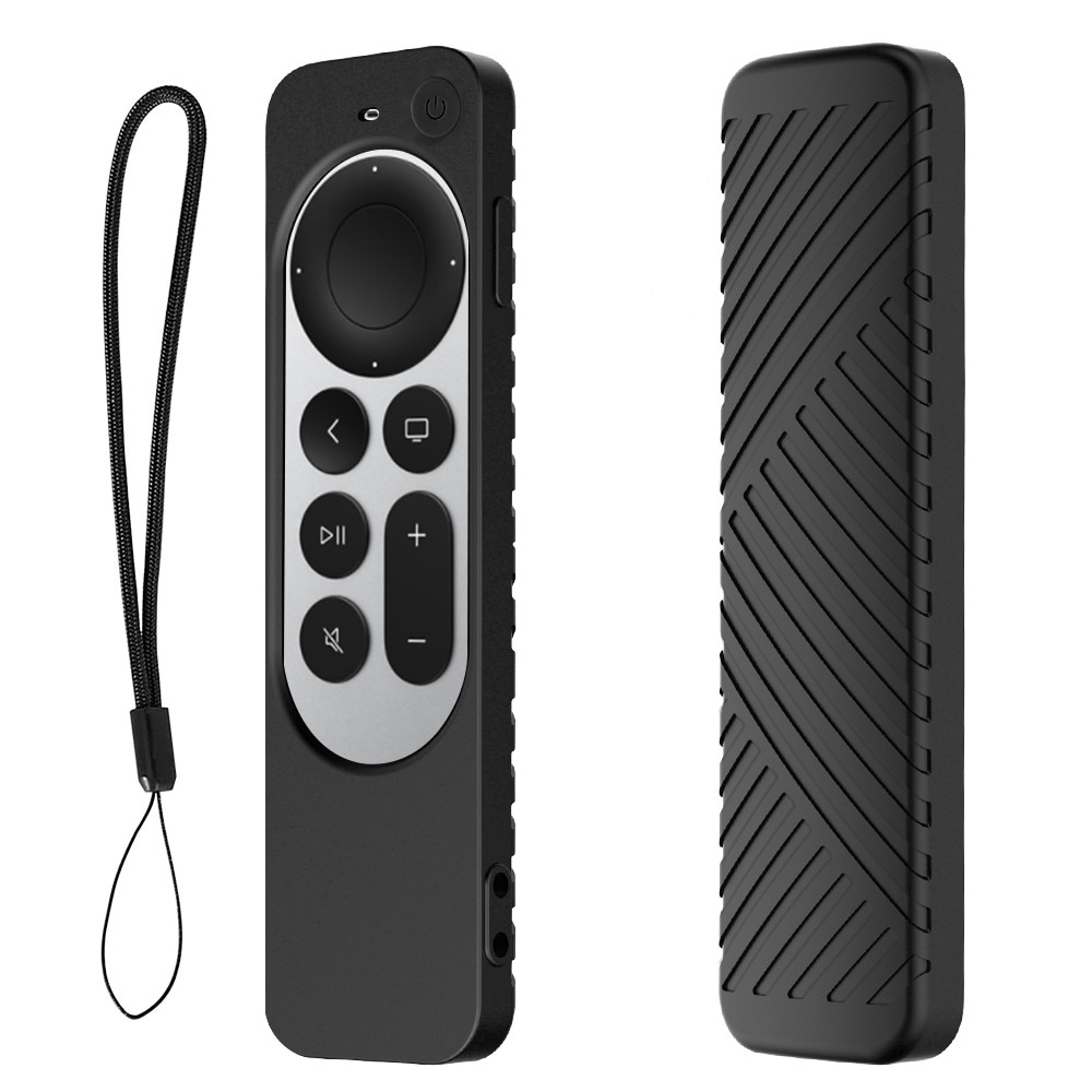 Coque en silicone à Rainures Apple TV 4K Siri Remote, noir