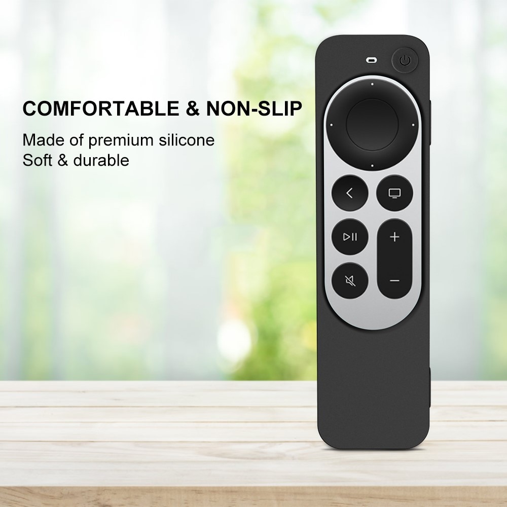 Coque en silicone à Rainures Apple TV 4K Siri Remote, noir