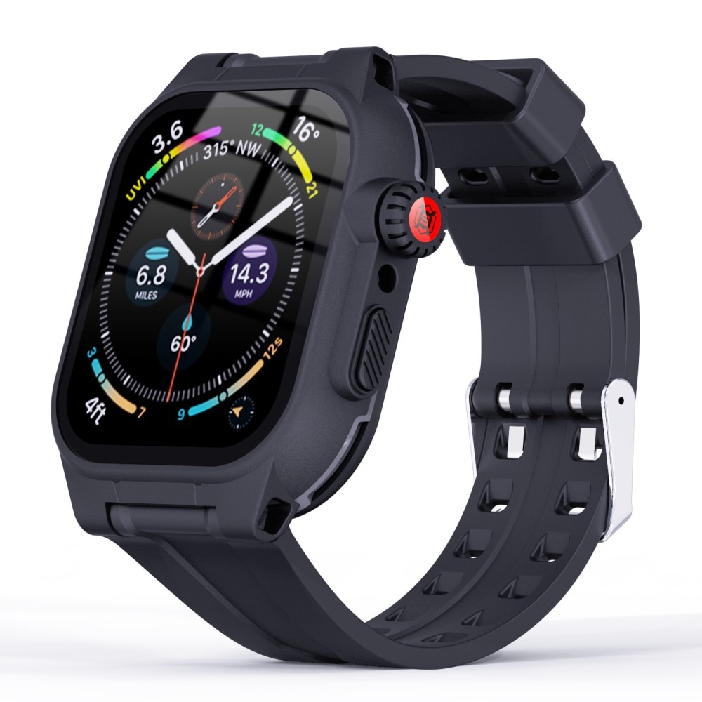 Coque étanche avec Bracelet en silicone Apple Watch 45mm Series 7, noir