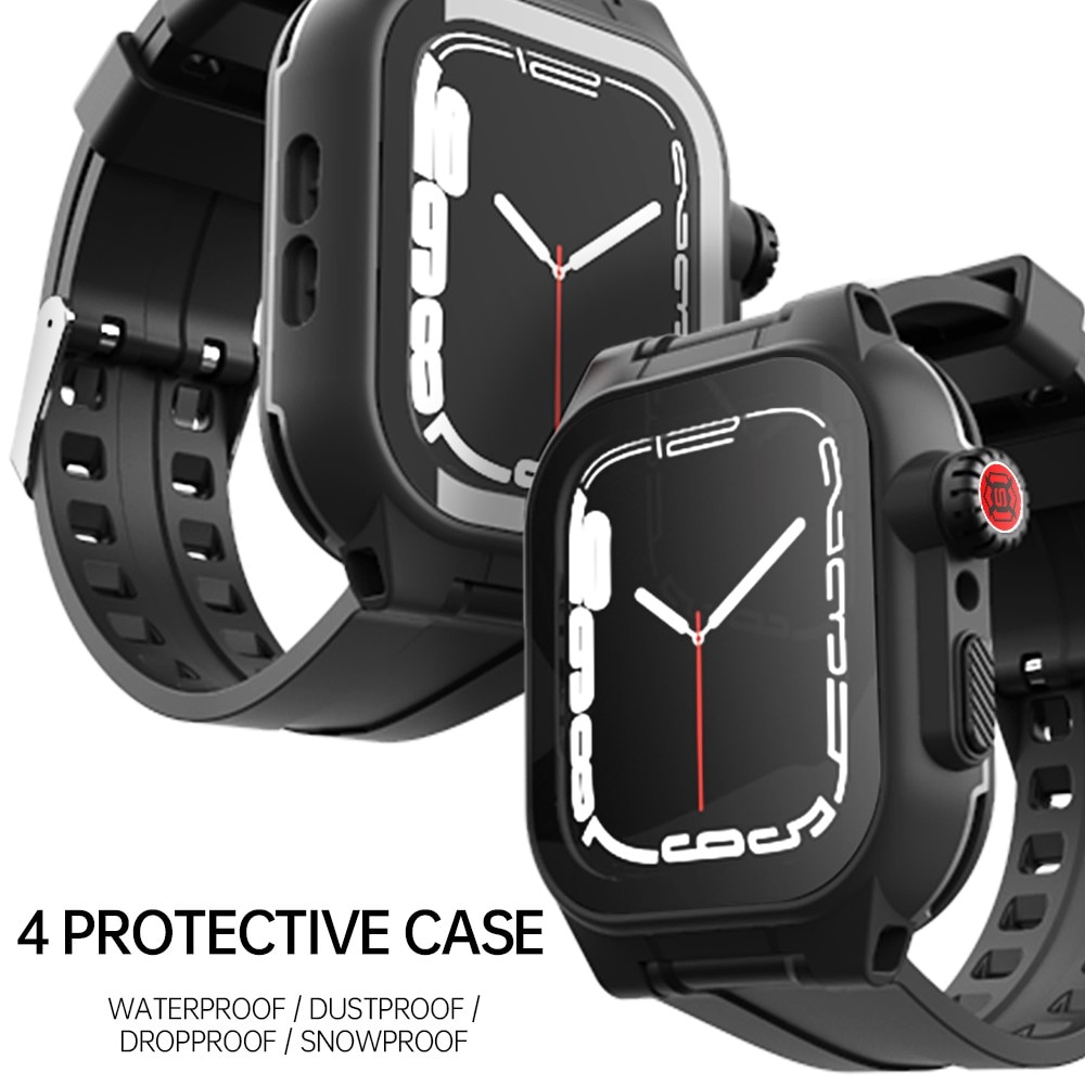 Coque étanche avec Bracelet en silicone Apple Watch 45mm Series 8, noir
