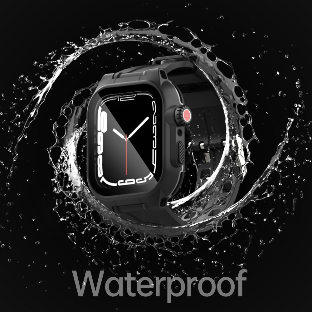 Coque étanche avec Bracelet en silicone Apple Watch 45mm Series 9, noir