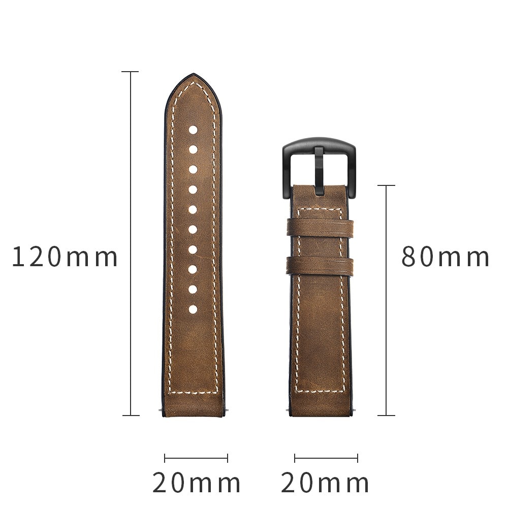 Bracelet en cuir haut de gamme Amazfit Bip 3/3 Pro, marron