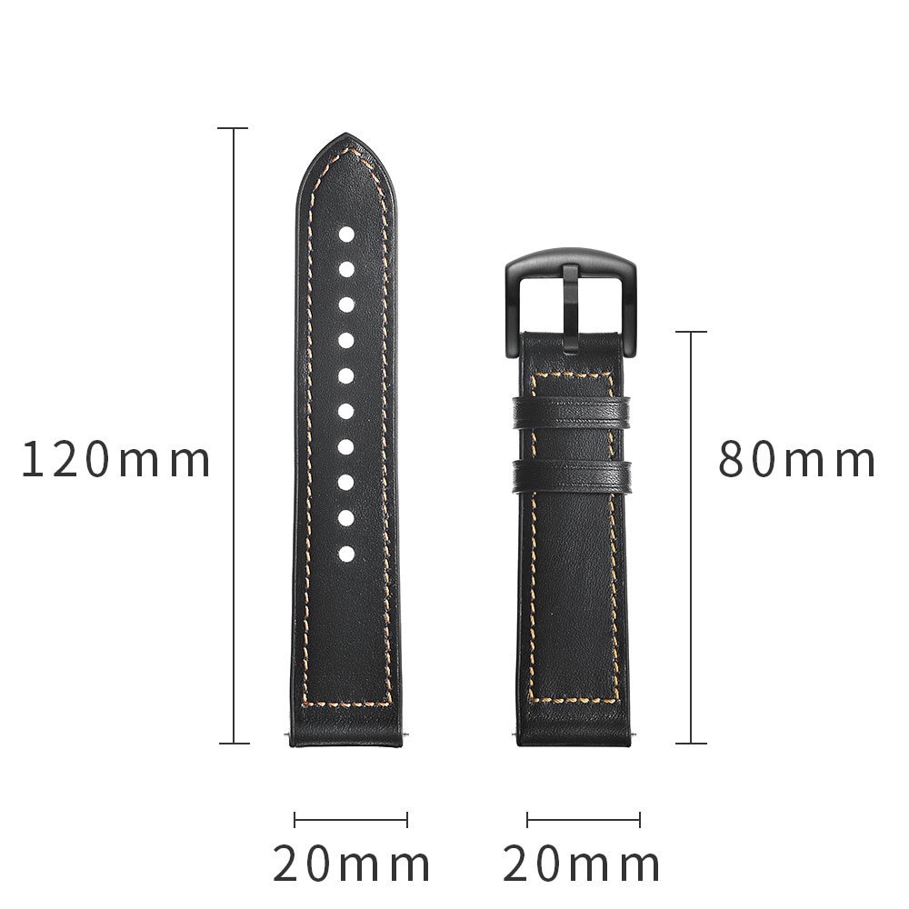 Bracelet en cuir haut de gamme Withings Steel HR 40mm, noir