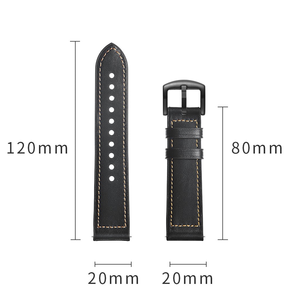 Bracelet en cuir haut de gamme Samsung Galaxy Watch 5 44mm, Noir