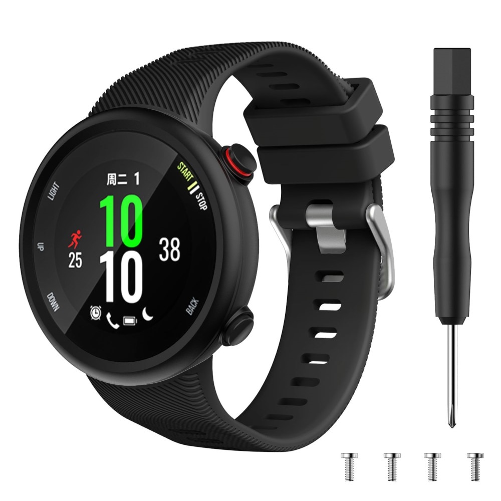 Bracelet en silicone pour Garmin Forerunner 45, Noir