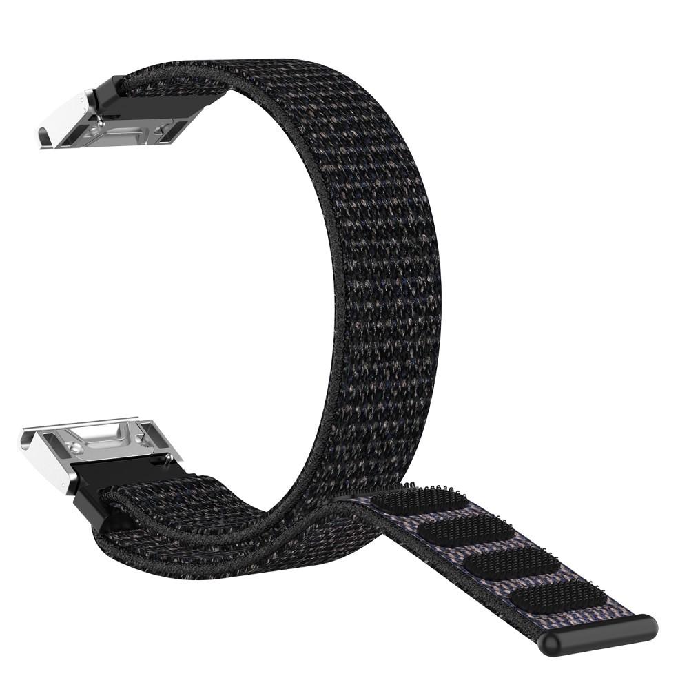 Bracelet en nylon Garmin Fenix 5/5 Plus/6/6 Pro/7, noir/argent