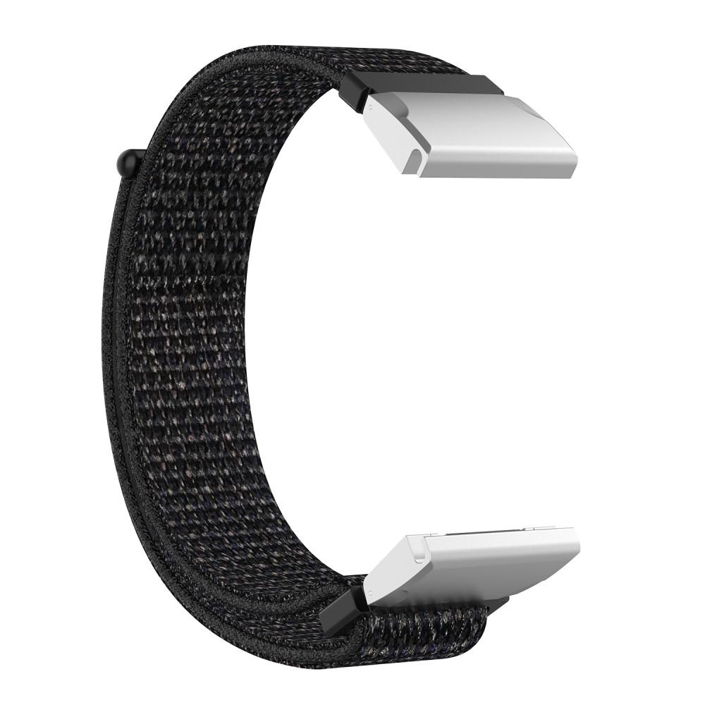 Bracelet en nylon Garmin Fenix 5/5 Plus/6/6 Pro/7, noir/argent