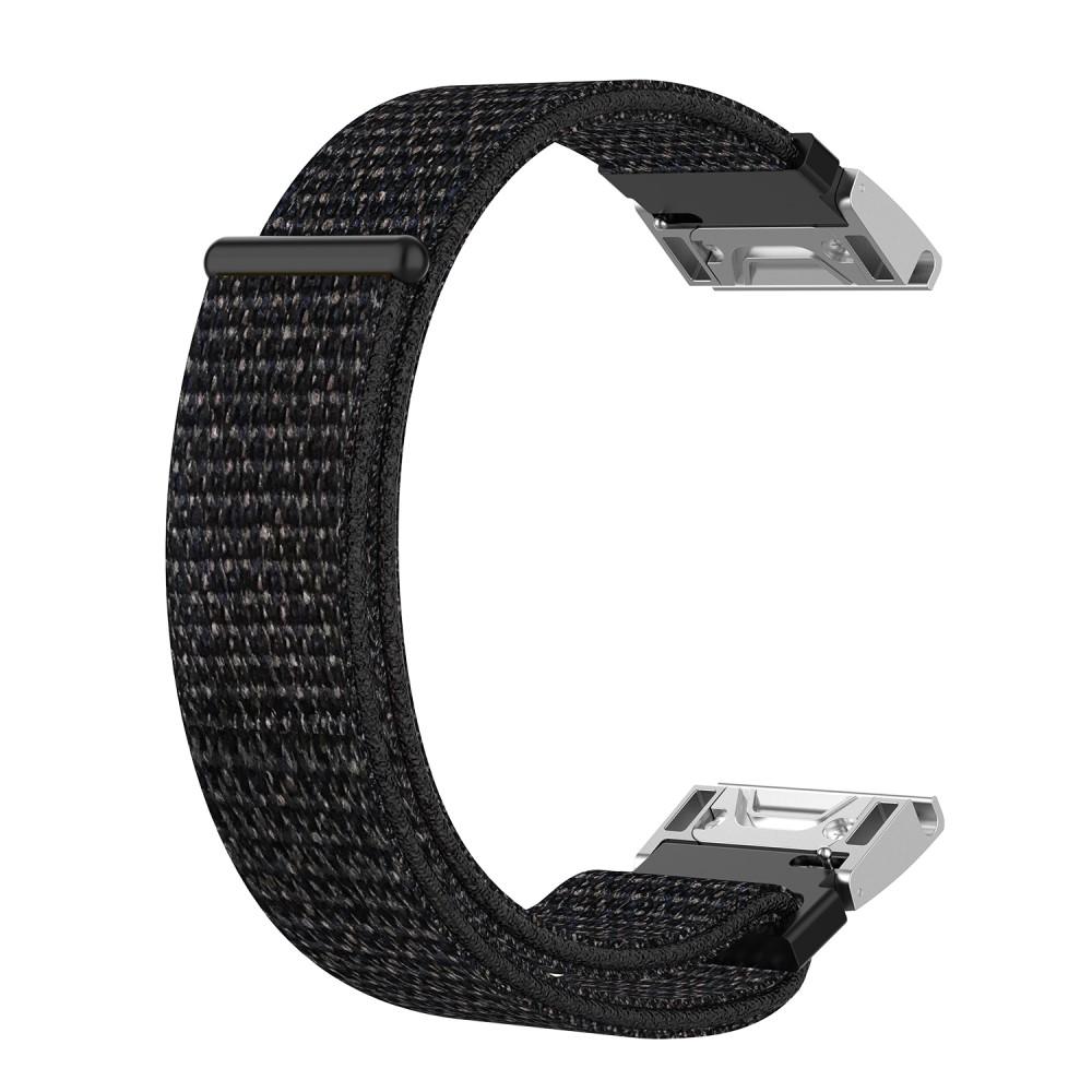 Bracelet en nylon Garmin Fenix 5/5 Plus/6/6 Pro/7, noir/argent